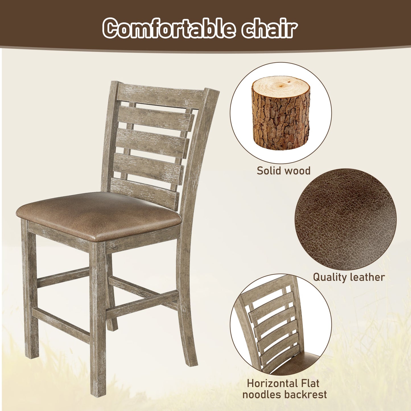 French Country Ladderback Farmhouse Counter Stools – Set of 2