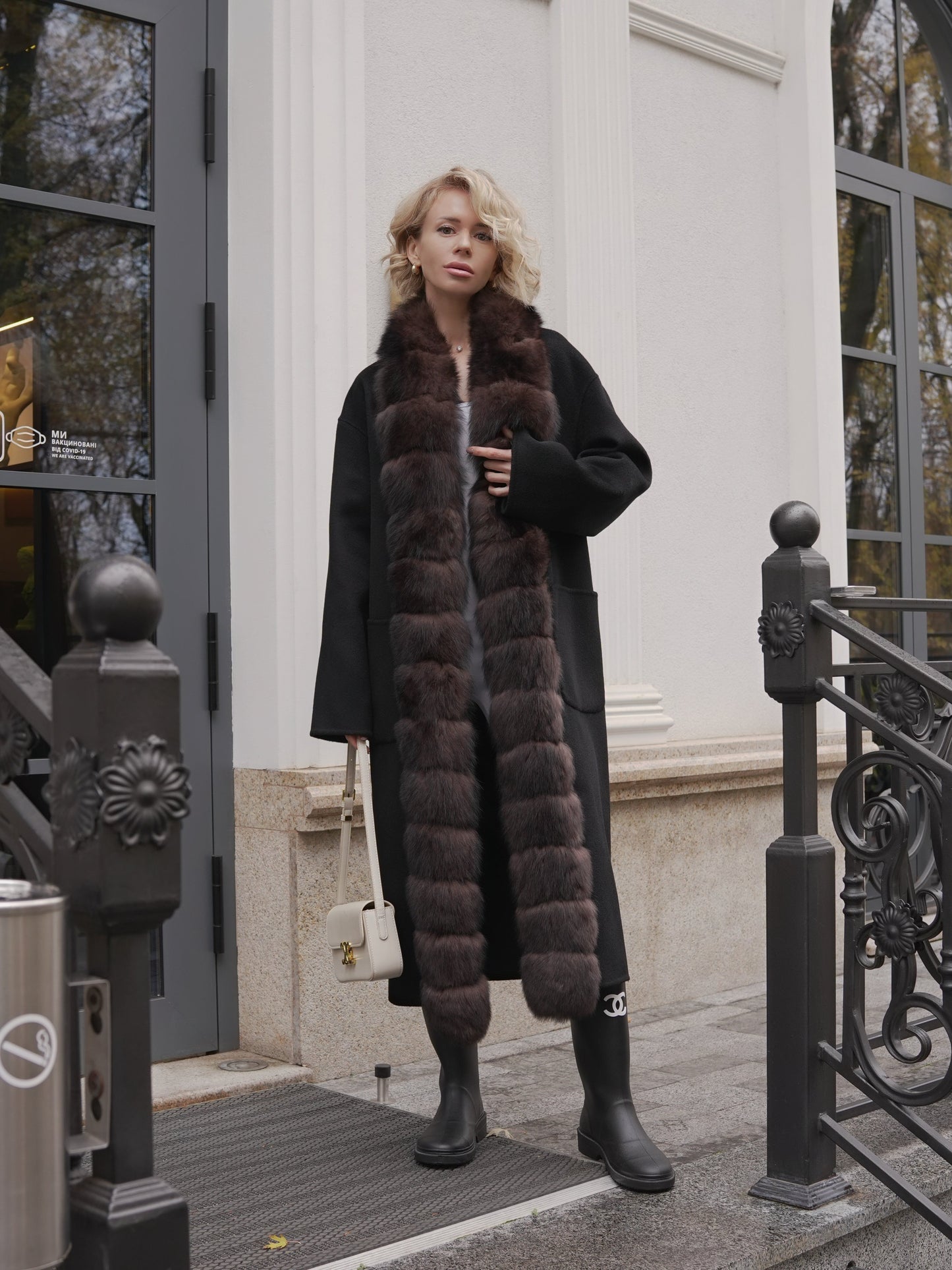 Brackley Genuine Polar Fox Fur Double Face Coat