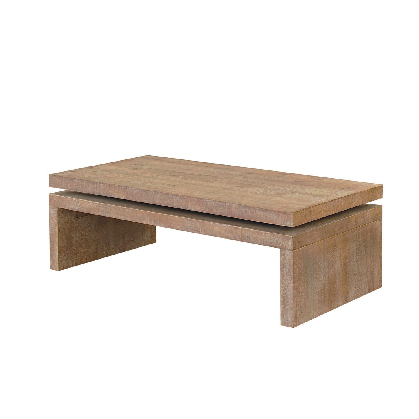 Modern Rustic Oak Wood Coffee Table – Rectangular Living Room Center Table