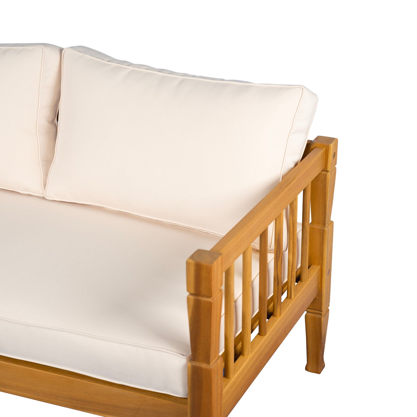 Patio Conversation Set 4-piece Teak Finish with Coffee Table and Cushions