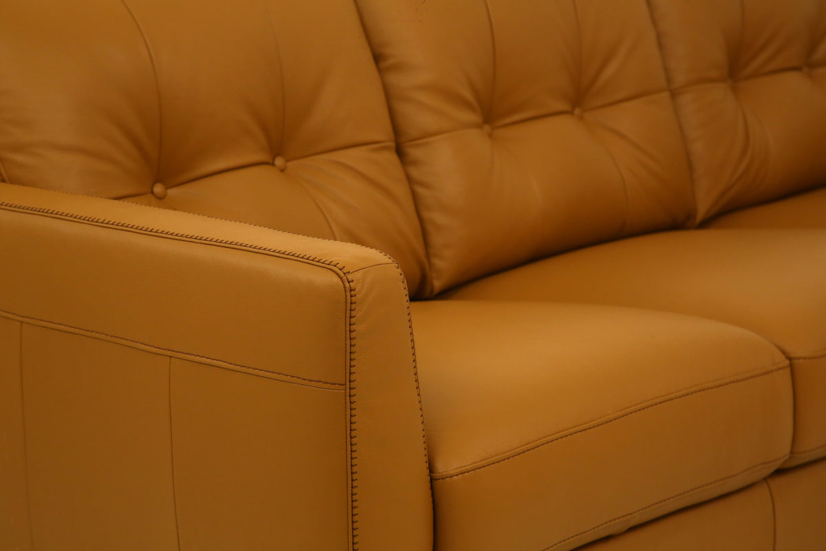The Radwan Italian Leather Sofa — Camel