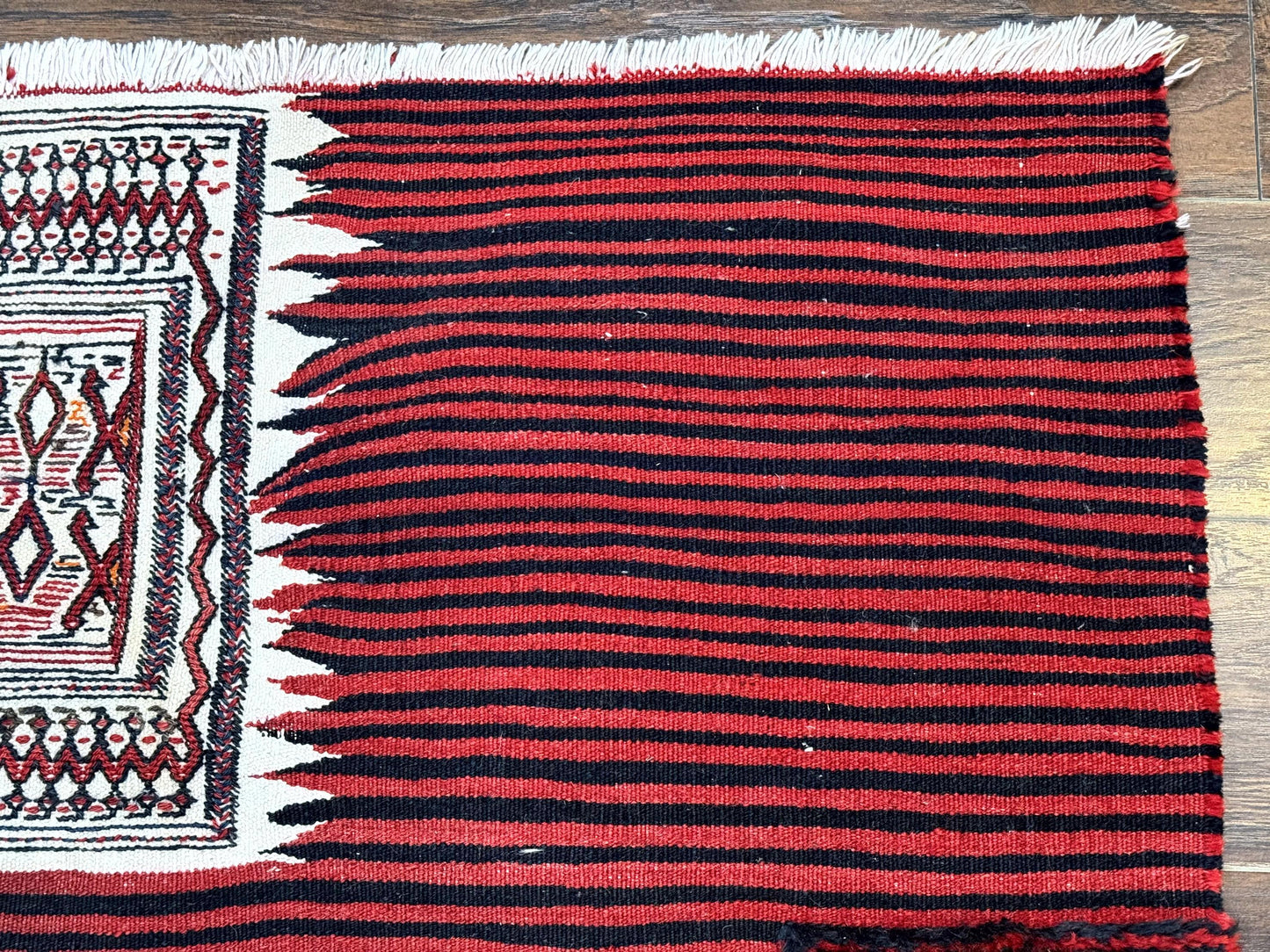 Persian Tribal Nomadic Saddle Cover Rug, Antique, Handmade, Wool, Red Ivory Black, Collectible, Shahsavan