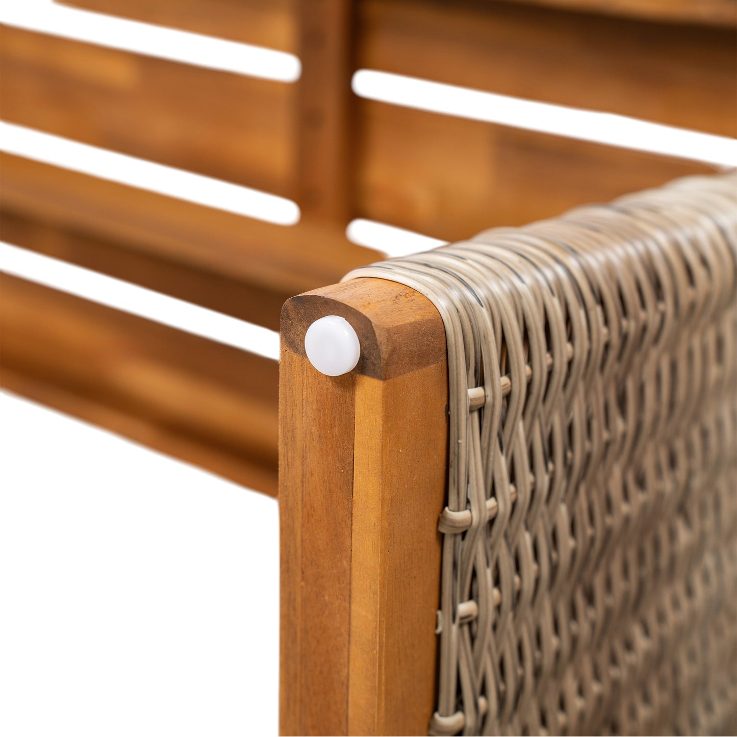 Outdoor Set 3-piece Acacia Wood Dining with Handwoven Rattan Legs Brown