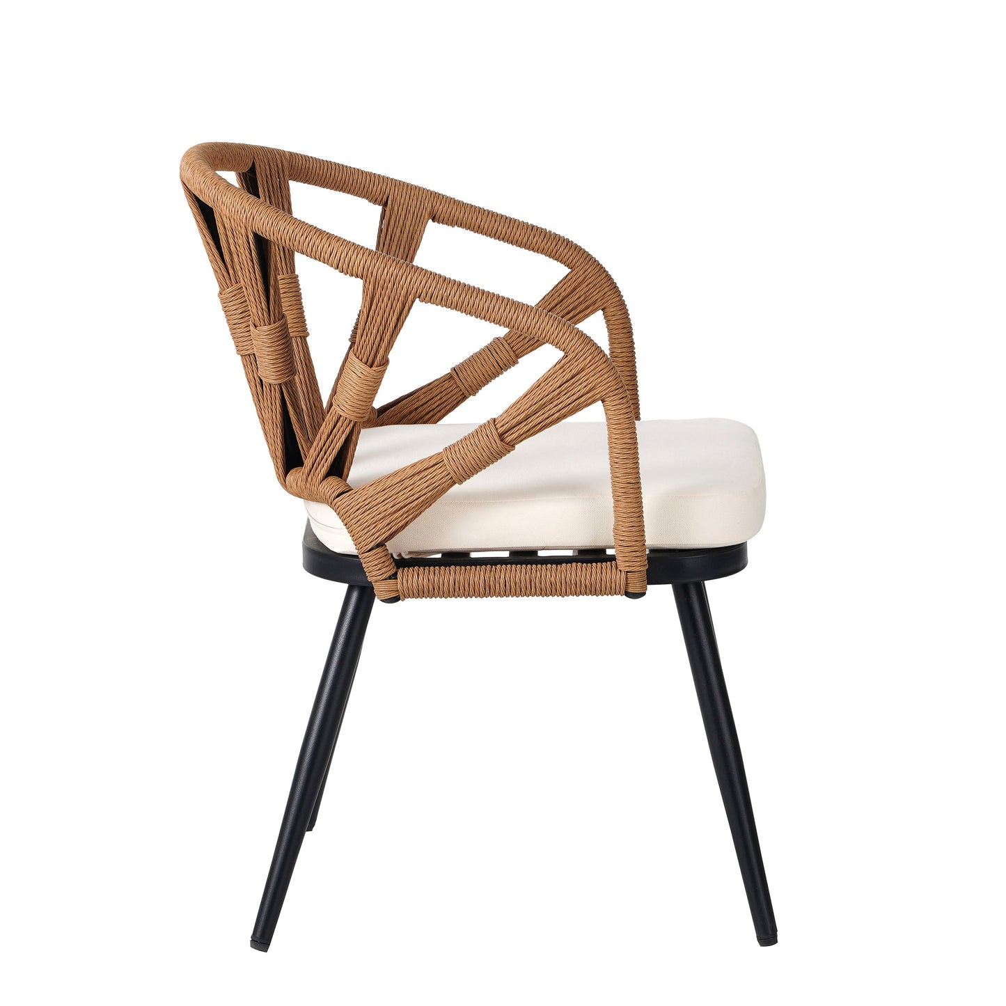 Outdoor Set Contemporary Pe Rattan Chairs and Plastic Wood Table