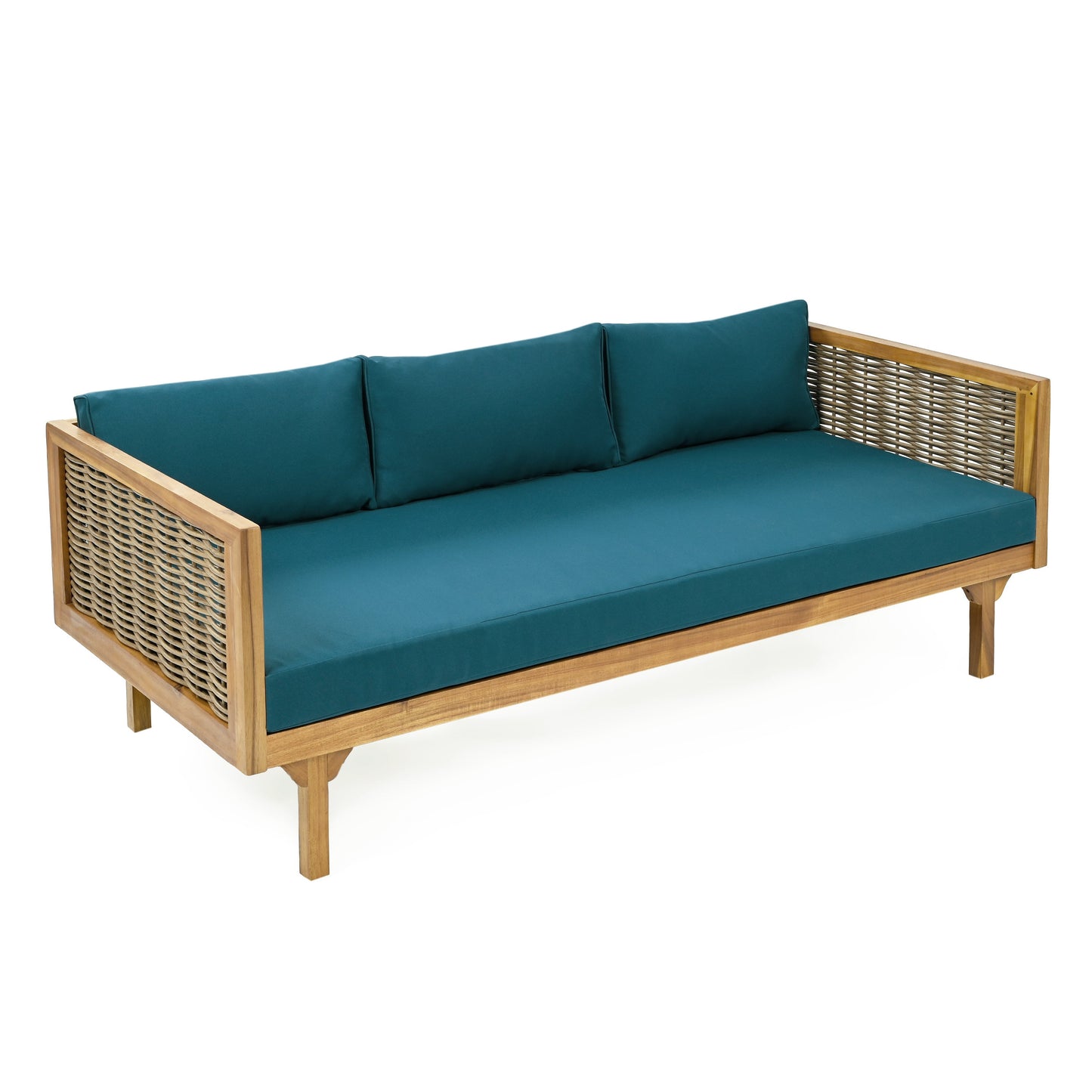 Patio Set Sectional Wicker Dark Teal Cushions Weather Resistant