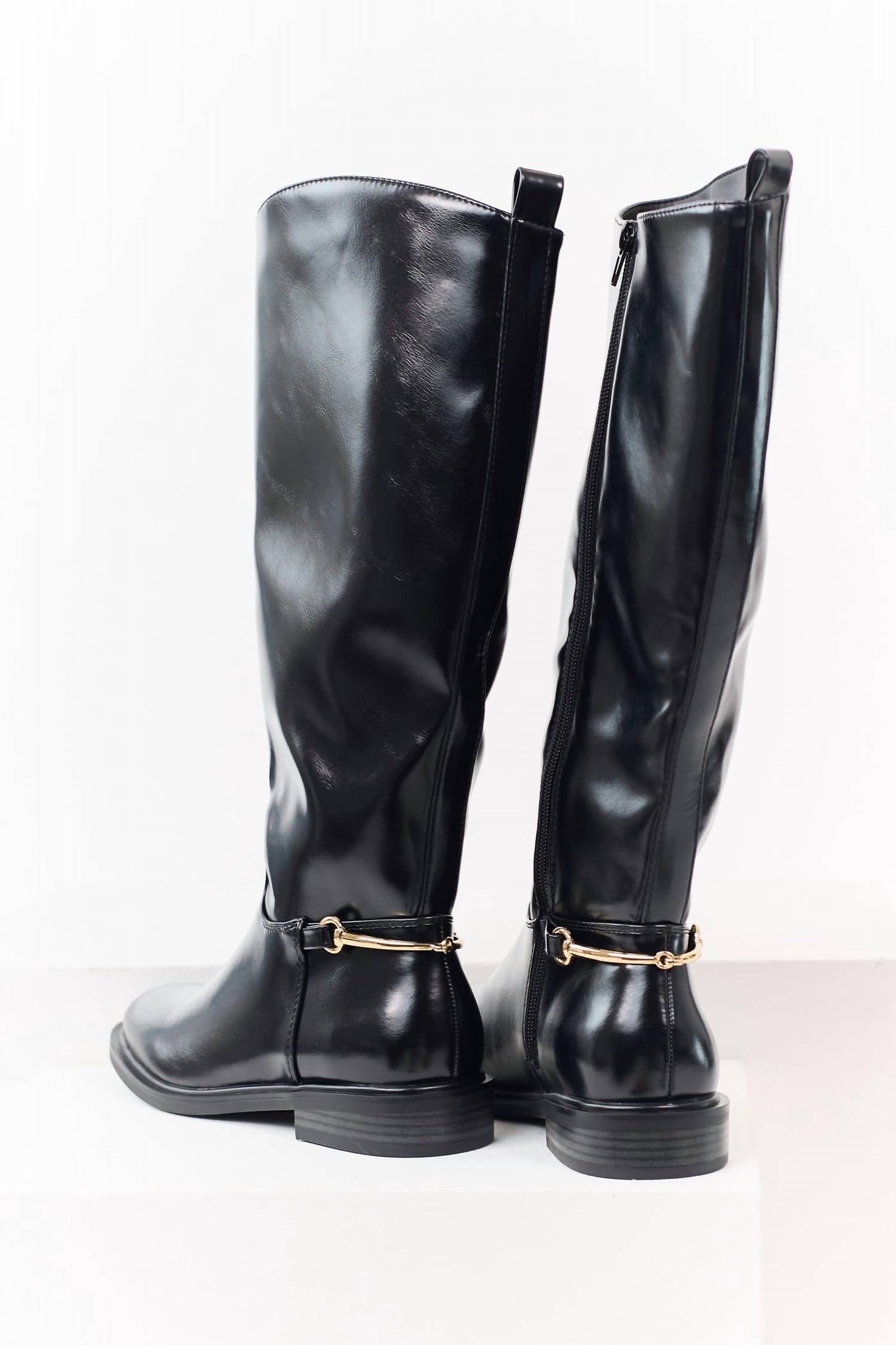 Women's Sofia Faux Leather Horsebit Detail Tall Riding Boots