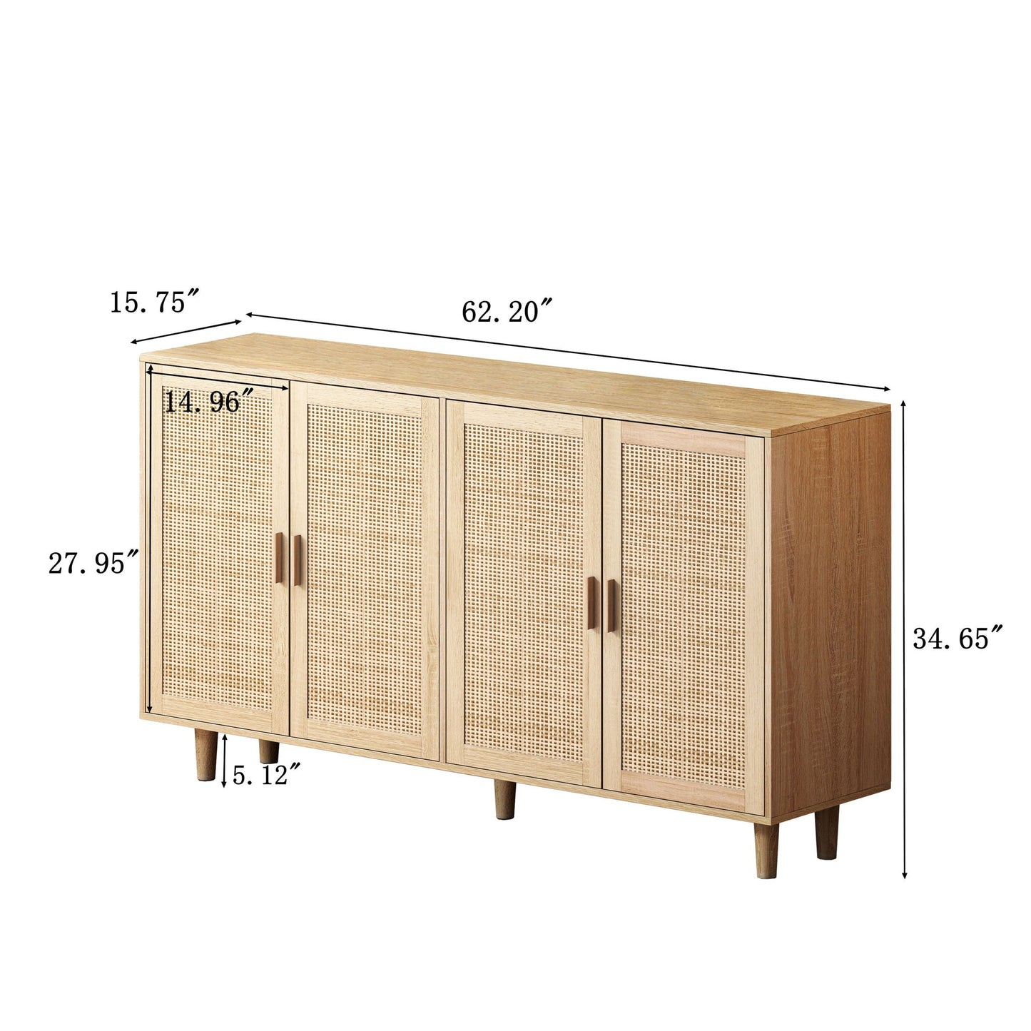 The Designer's Courtyard Collection | Beaumont Rattan Four-Door Sideboard Cabinet