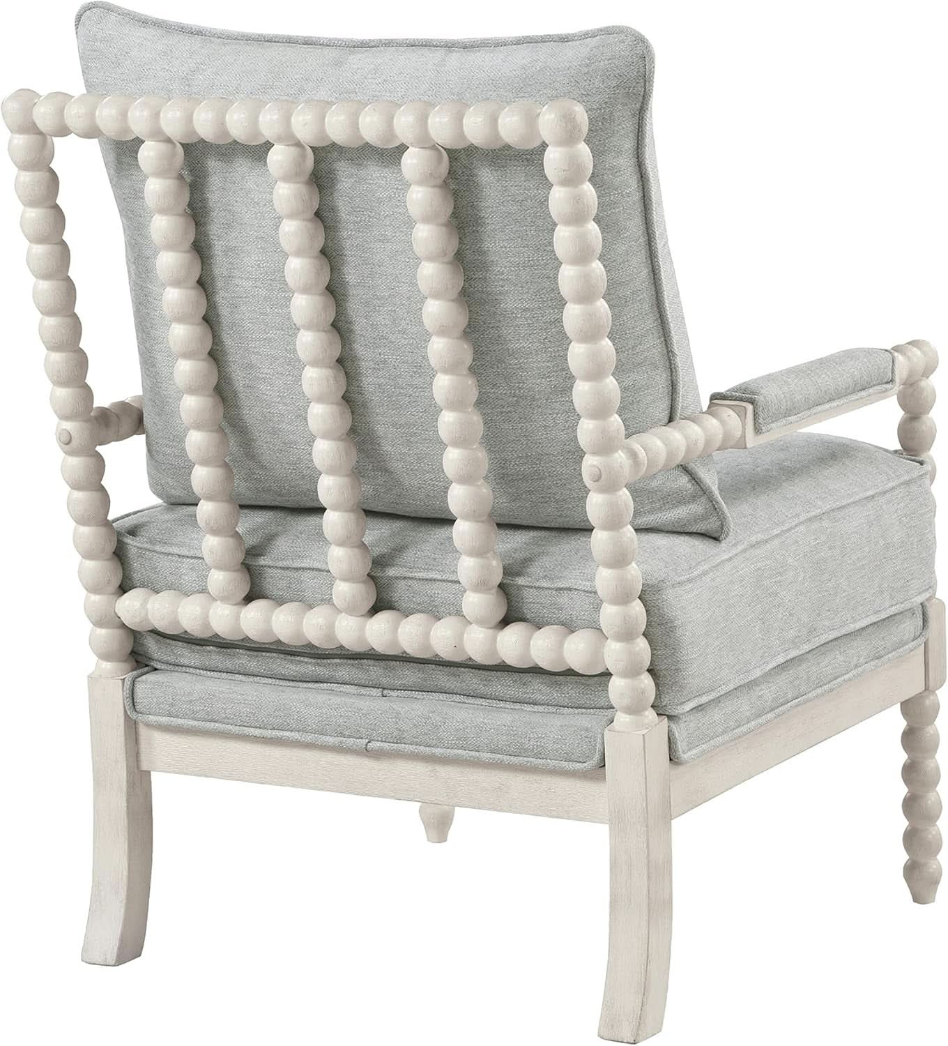 Upholstered Spindle Accent Chair Smoke Grey Textured Upholstery