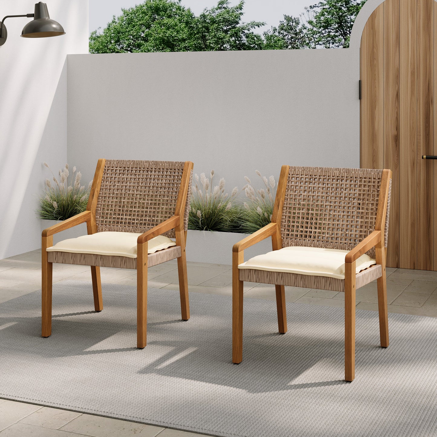 The Seabrook Acacia & Woven Outdoor Dining Chair