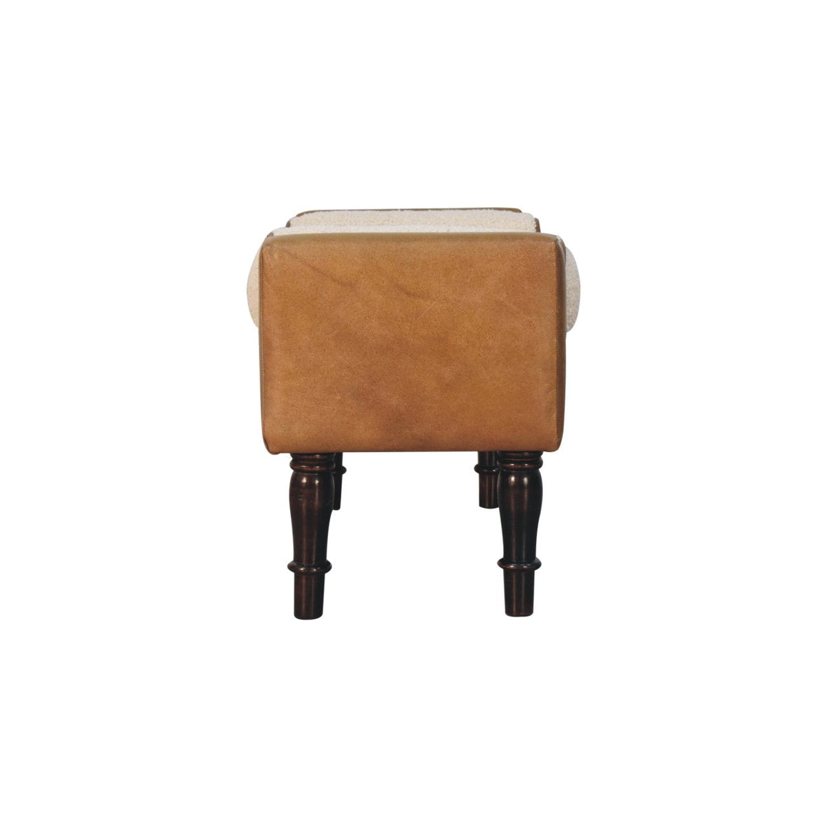 Chester Buffalo Leather Bench with Bouclé Bolsters