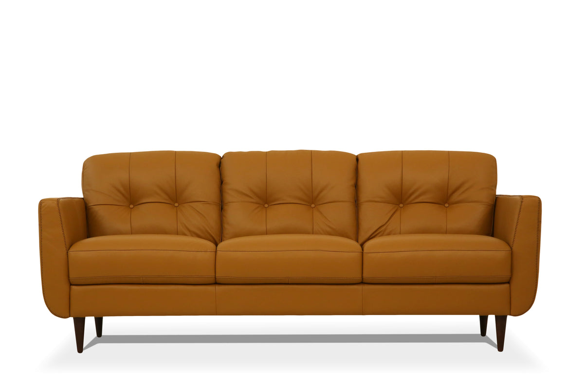 The Radwan Italian Leather Sofa — Camel