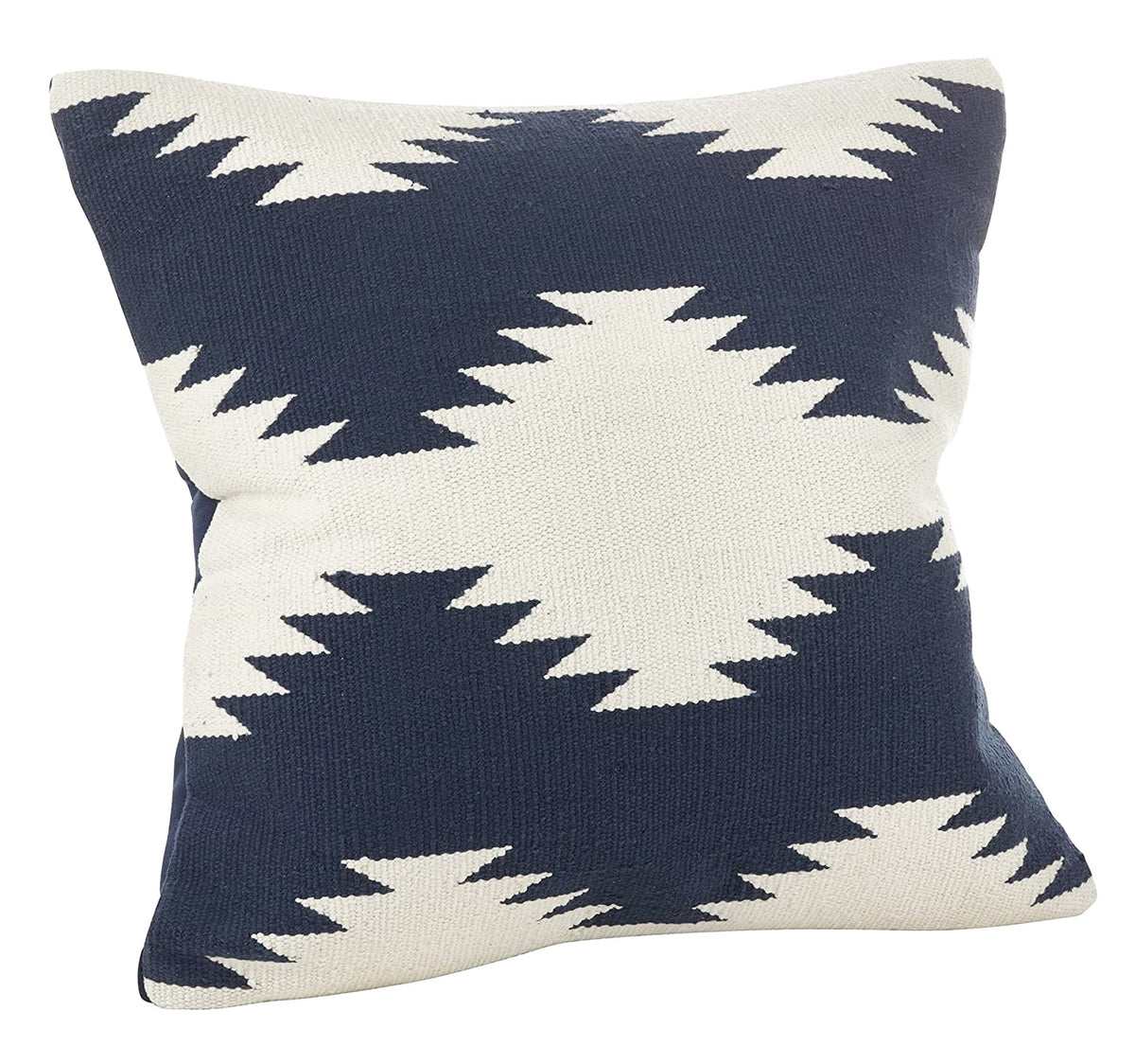 The Harbor Kilim Wool Pillow – Navy & Ivory