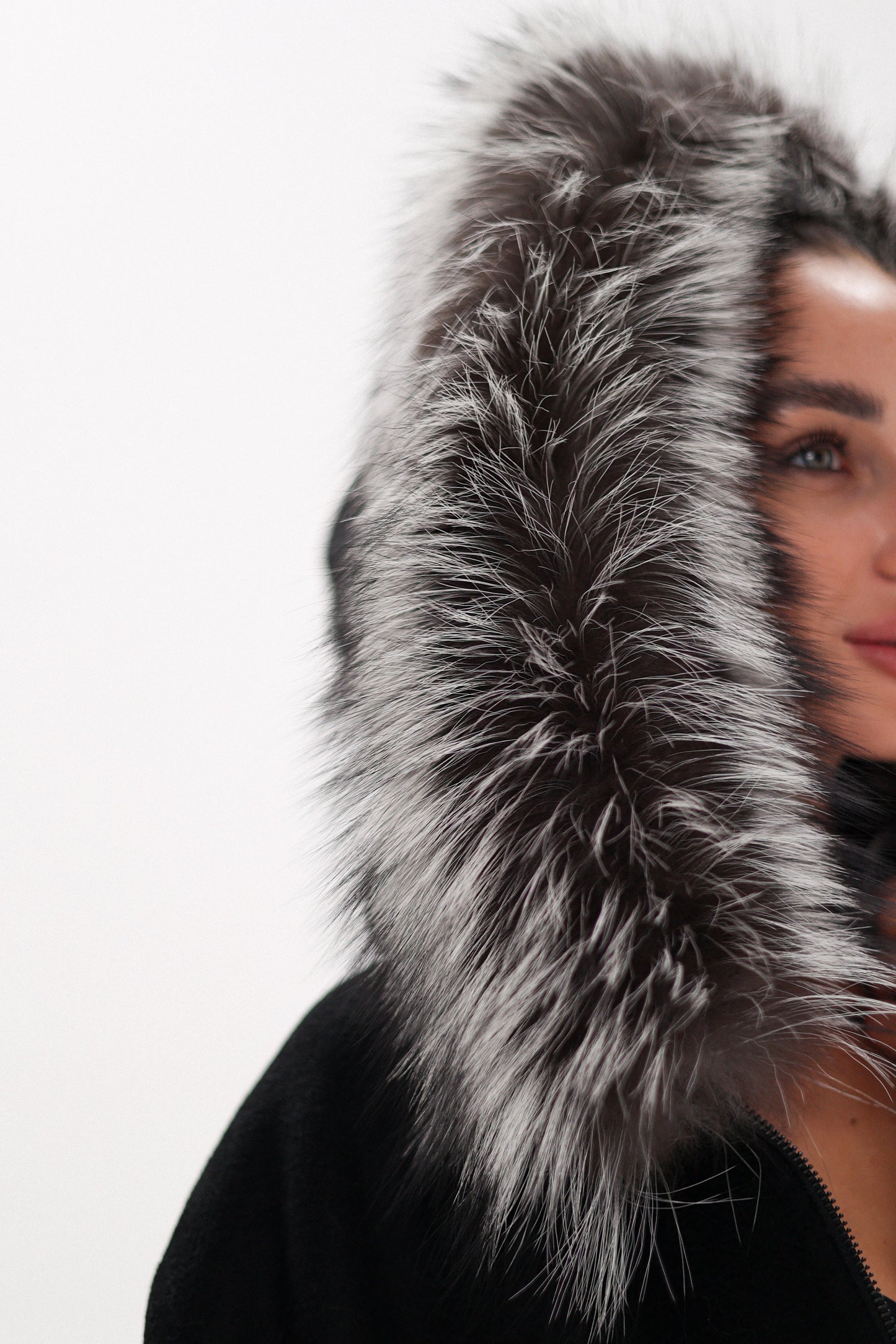 Saga®Furs Silver Fox Wool Alpaca Poncho Vest in Black