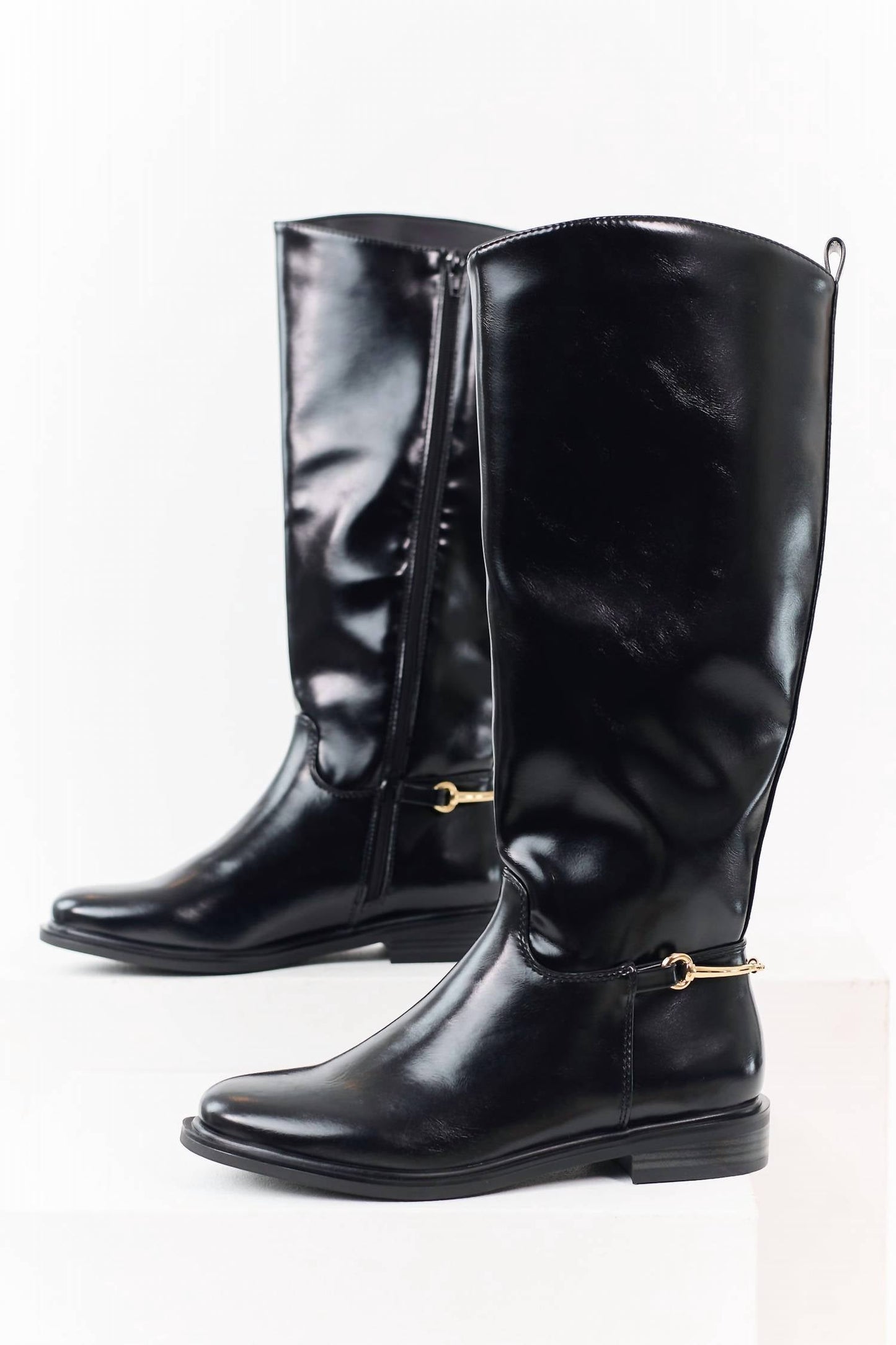 Women's Sofia Faux Leather Horsebit Detail Tall Riding Boots