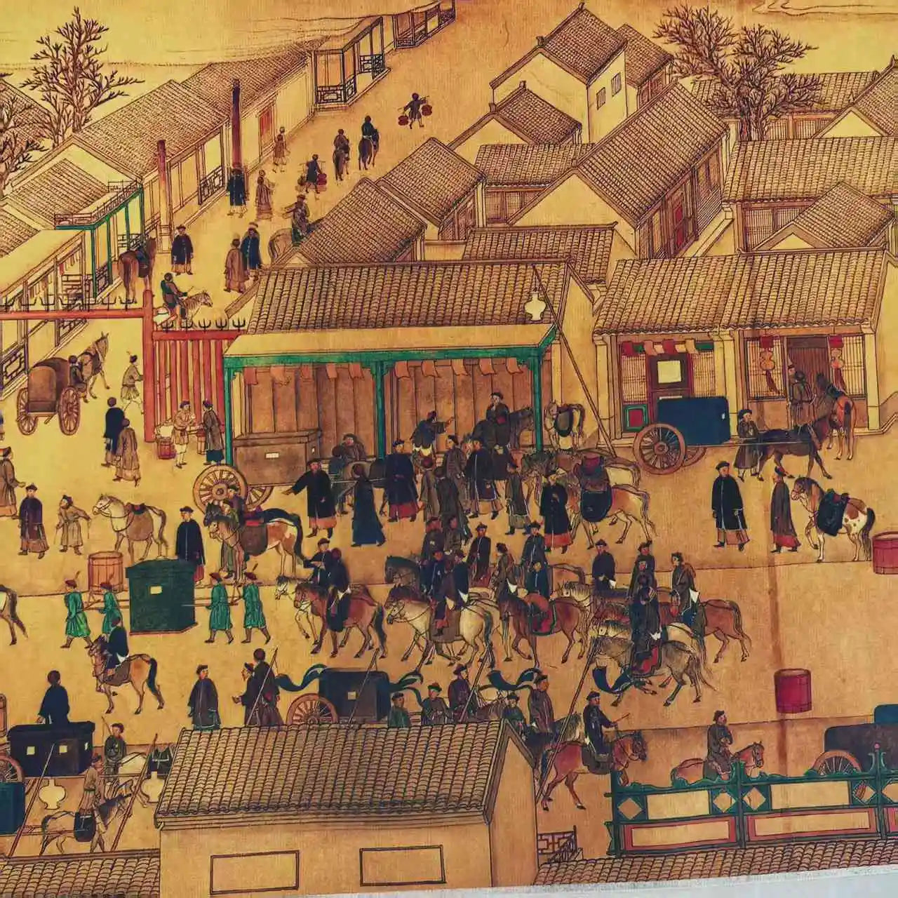 Xu Yang–Style “Five Star Continuous Bead” Chinese Long Scroll Painting