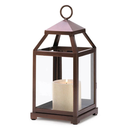 Ashbourne Burnished Bronze Glass Candle Lantern