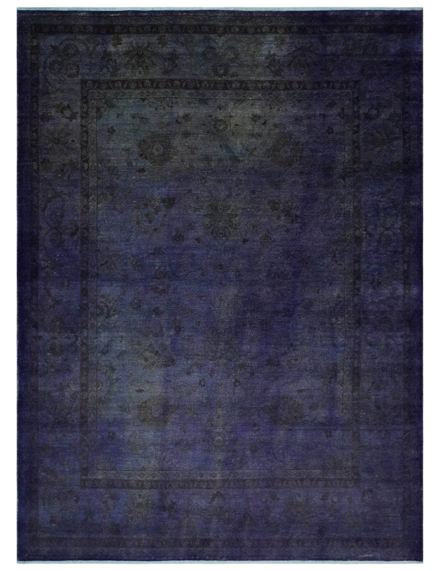 Windsor Overdyed Royal Purple Hand-Knotted Oushak Wool Area Rug | 8'4" × 11'5"