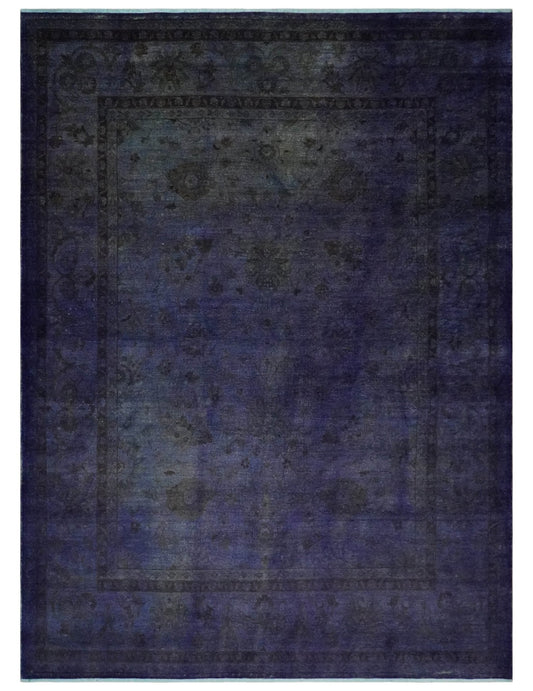 Windsor Overdyed Royal Purple Hand-Knotted Oushak Wool Area Rug | 8'4" × 11'5"