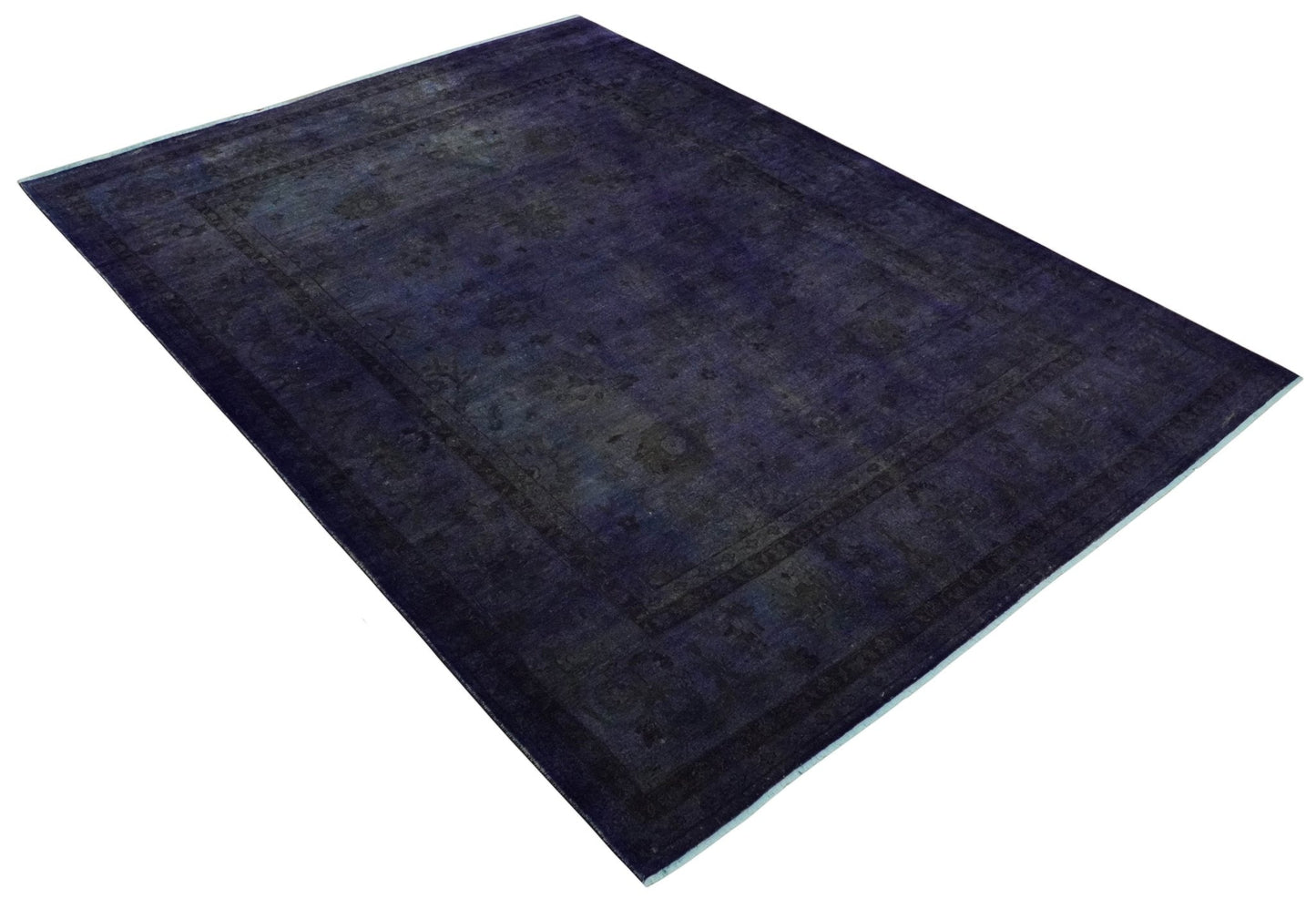 Windsor Overdyed Royal Purple Hand-Knotted Oushak Wool Area Rug | 8'4" × 11'5"