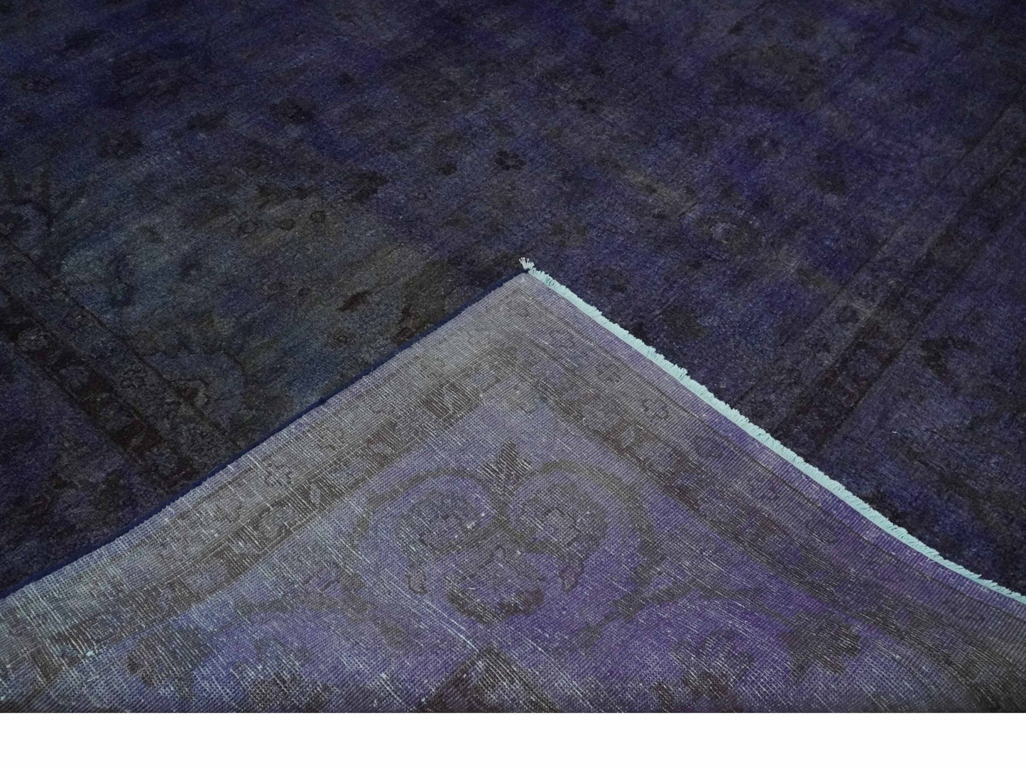 Windsor Overdyed Royal Purple Hand-Knotted Oushak Wool Area Rug | 8'4" × 11'5"
