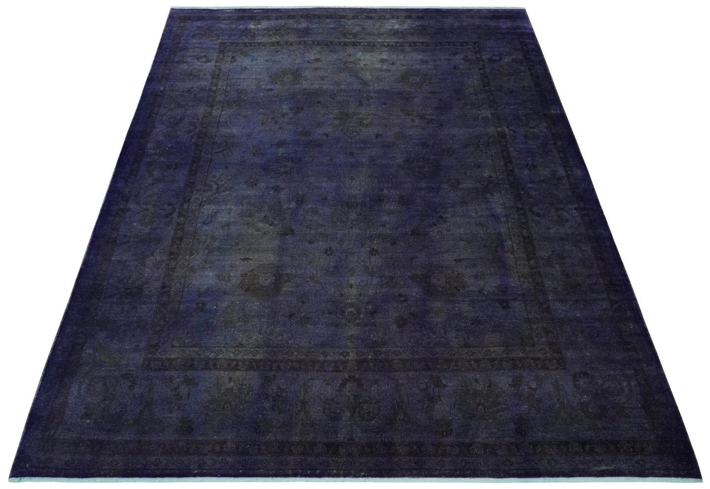 Windsor Overdyed Royal Purple Hand-Knotted Oushak Wool Area Rug | 8'4" × 11'5"