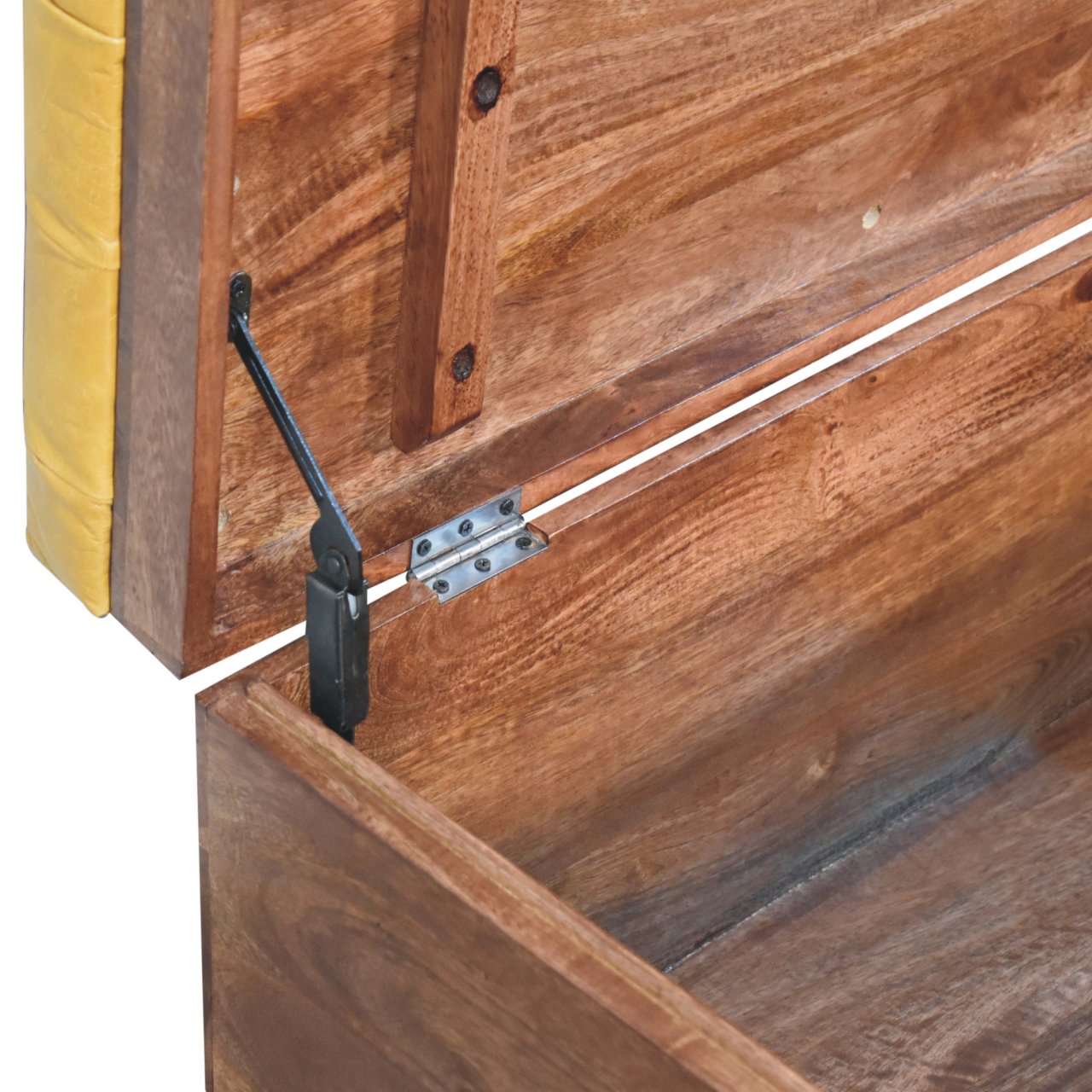 Sporting Estate Buffalo Leather & Mango Wood Storage Bench — Honey