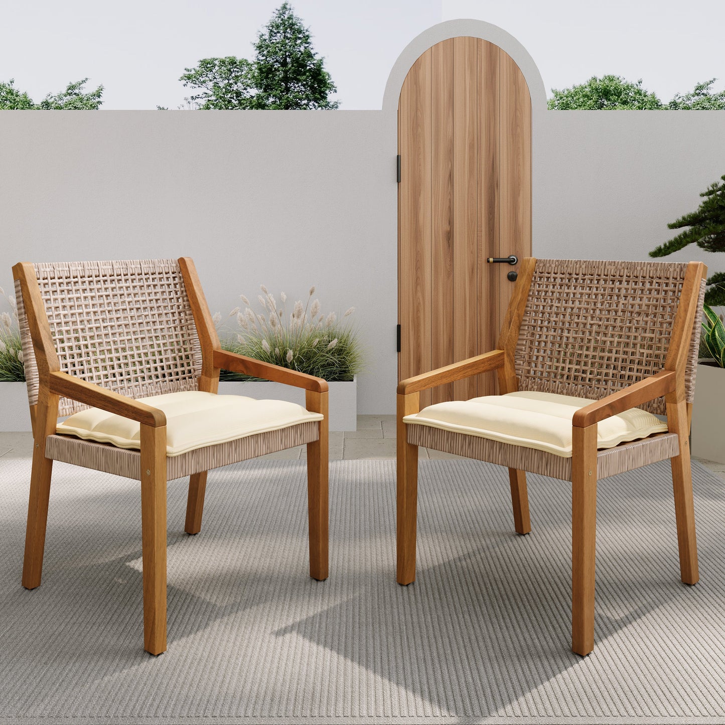The Seabrook Acacia & Woven Outdoor Dining Chair