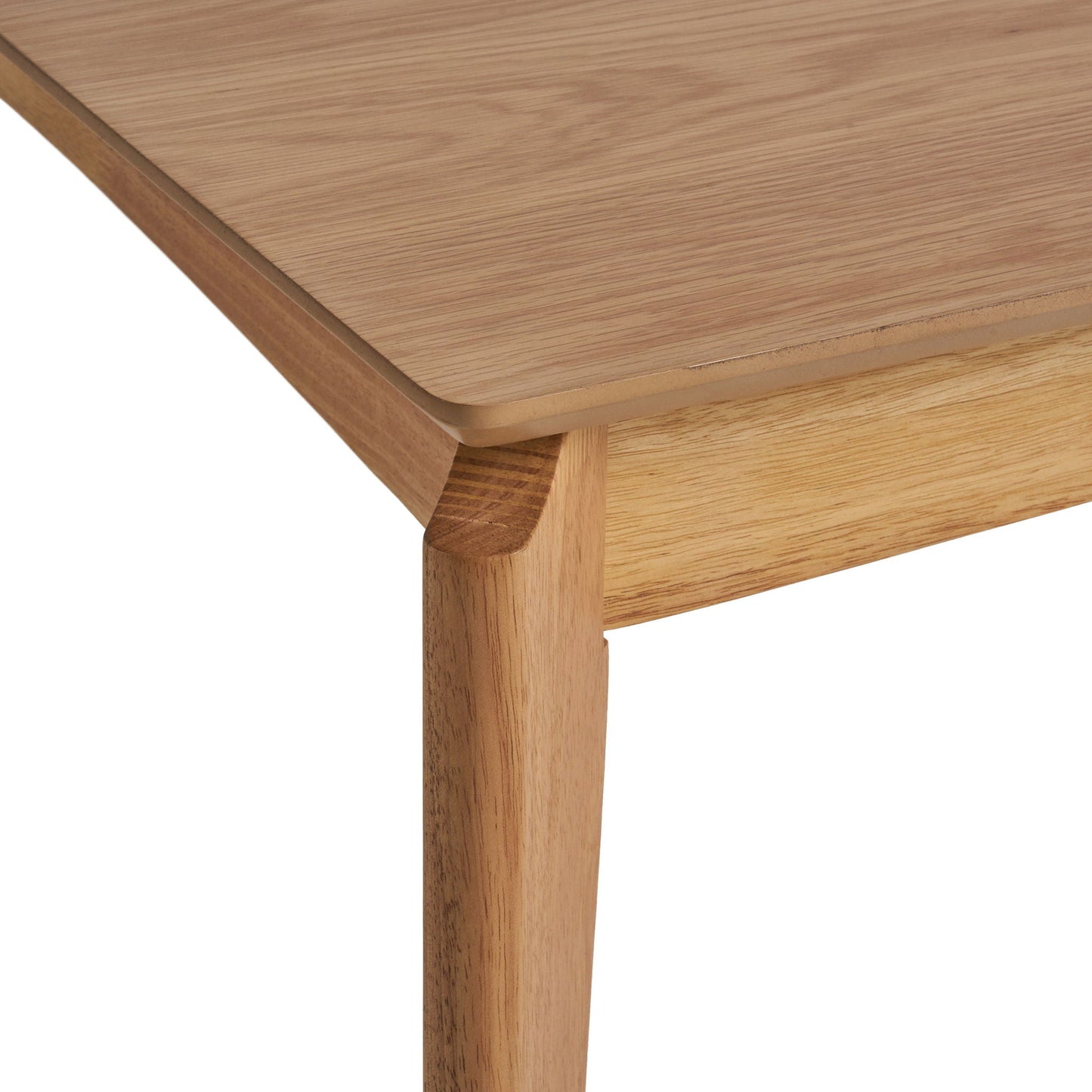 Mid Century Dining Table, Rubberwood With Walnut Veneer - Natural Oak