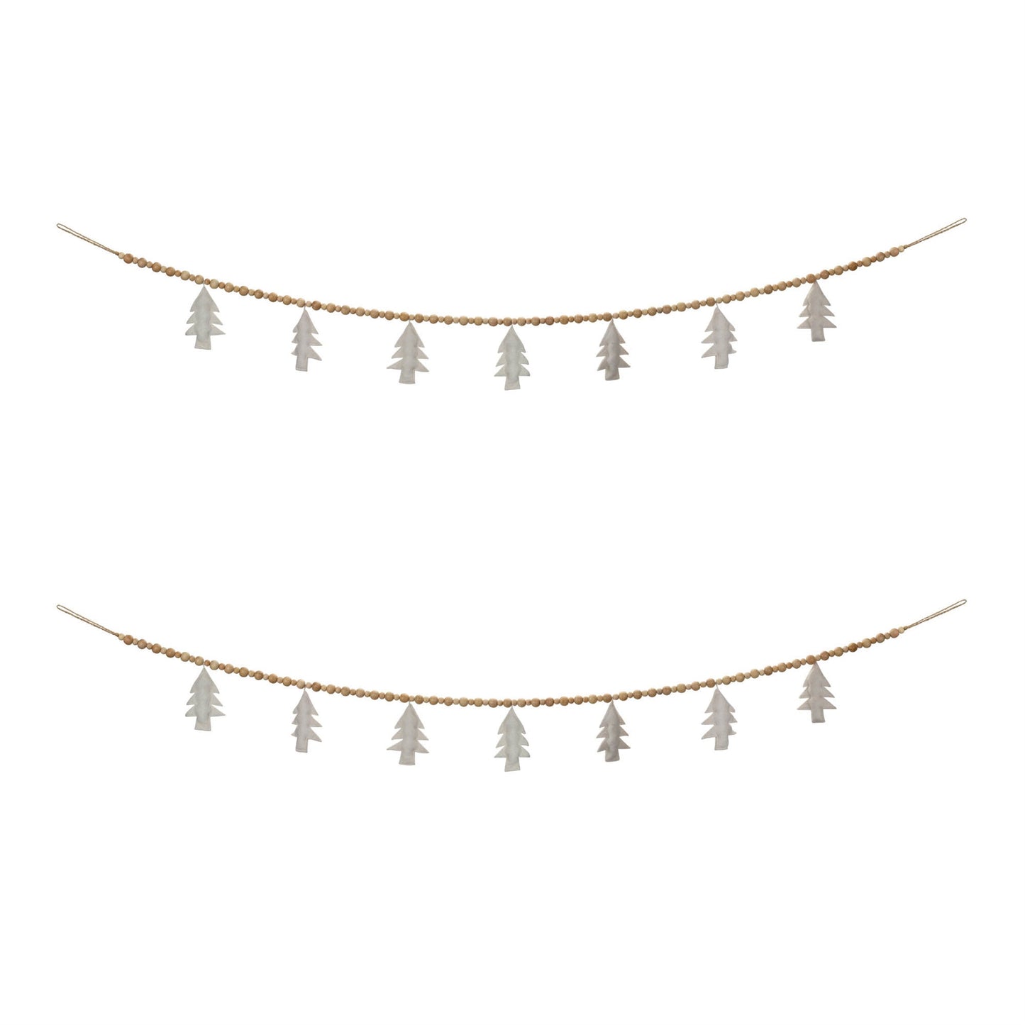 Wood Beaded Wool Tree Garland (Set of 2)