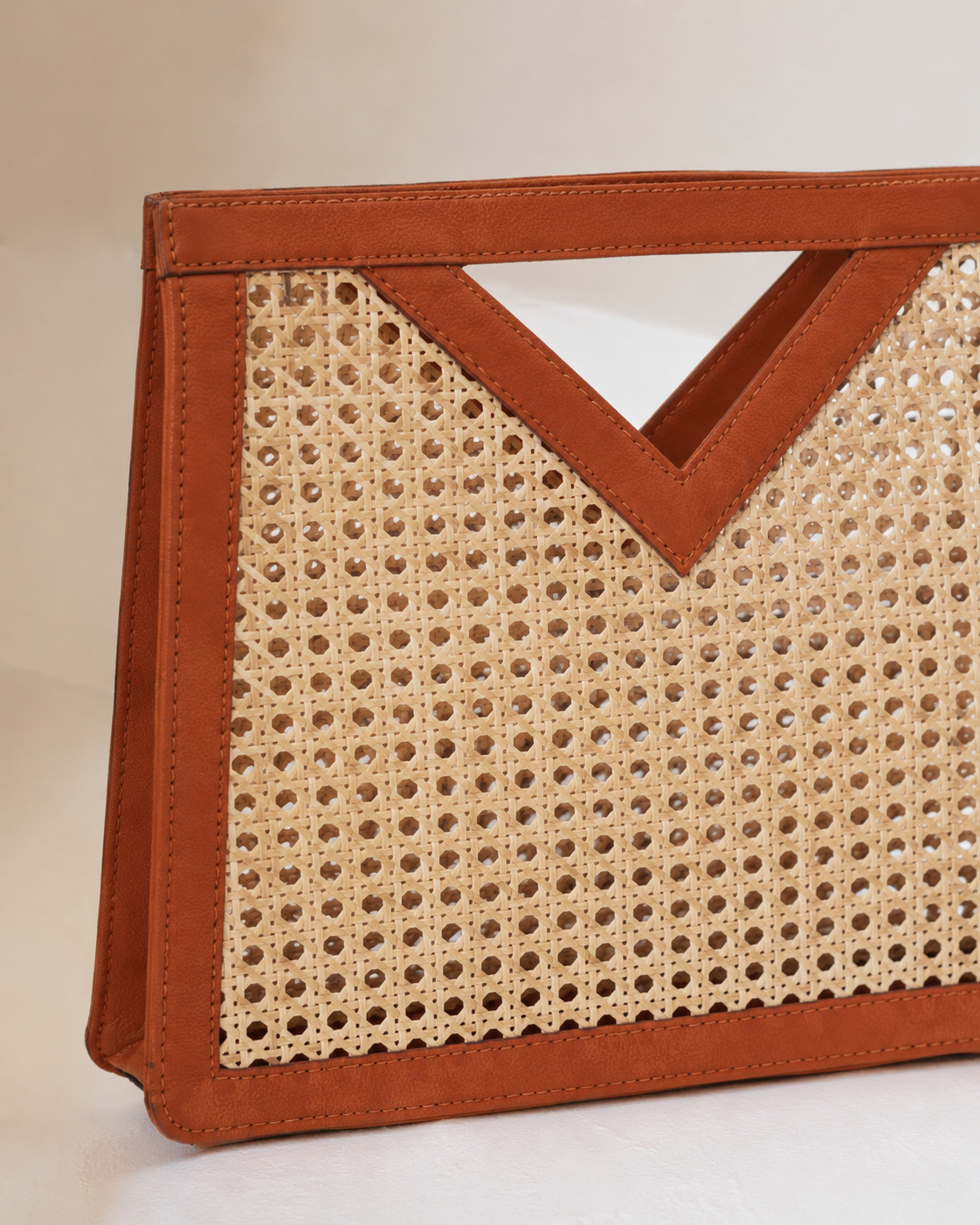 Raja Leather and Cane Handbag