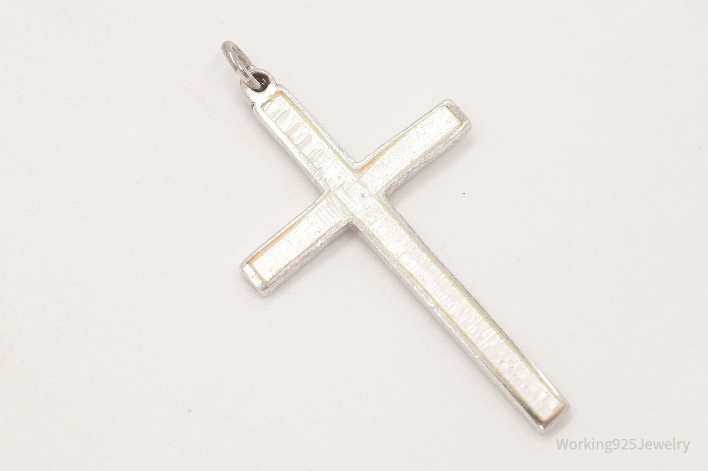Vintage Large White Enamel Siam Sterling Silver Pendant