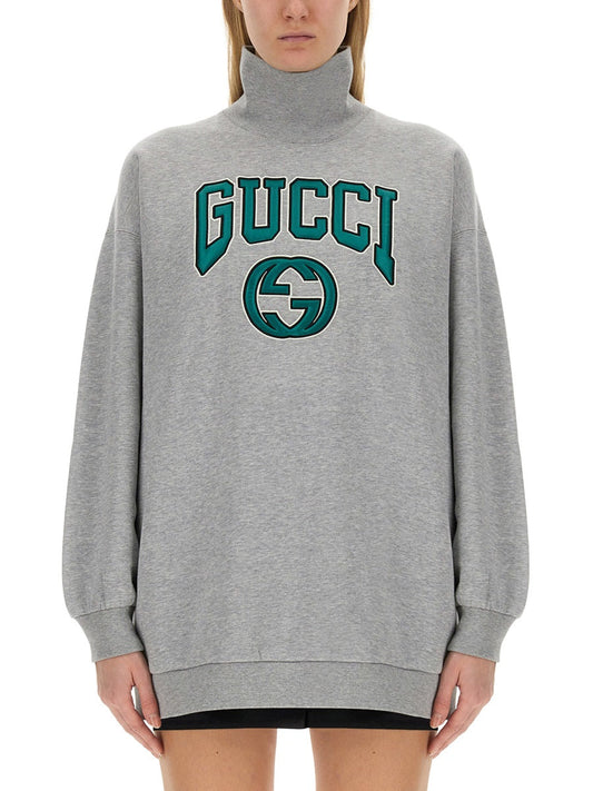 Gucci Oversized Embroidered Cotton Sweatshirt