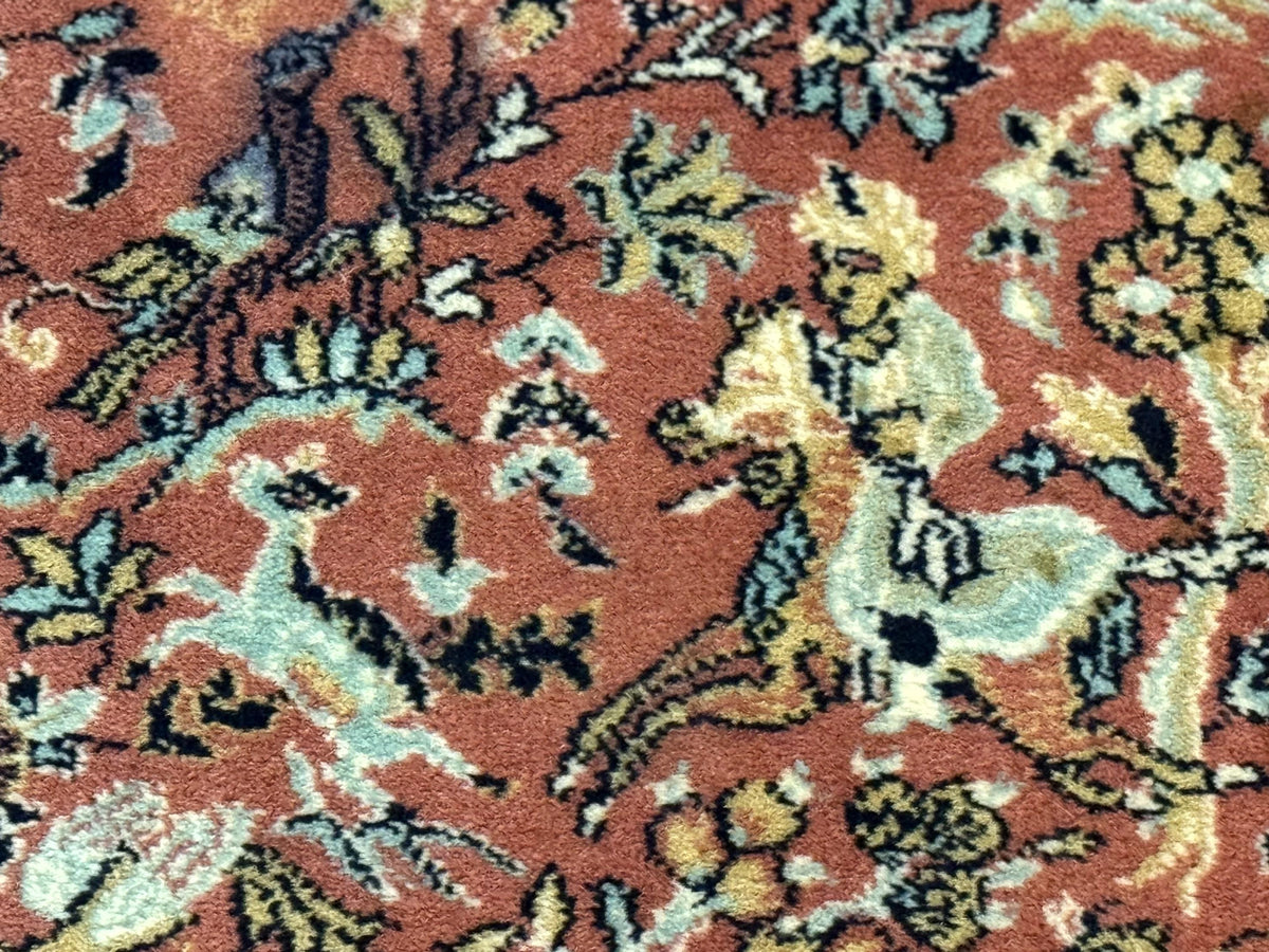 The Sporting Estate Antique Belgian Hunting Scene Rug — Red-Orange & Teal