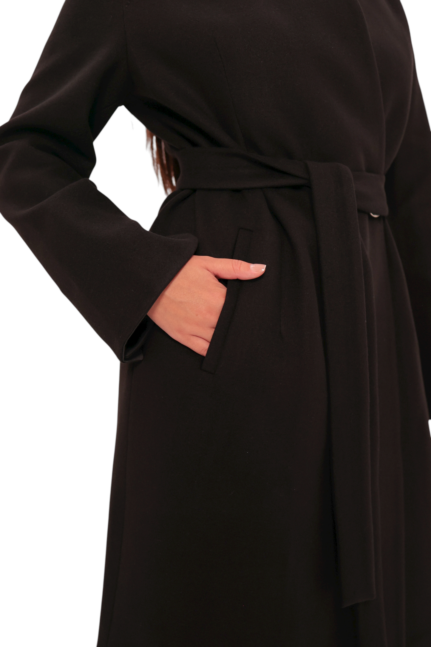 Opéra Midi Cashmere Blend Overcoat in Black
