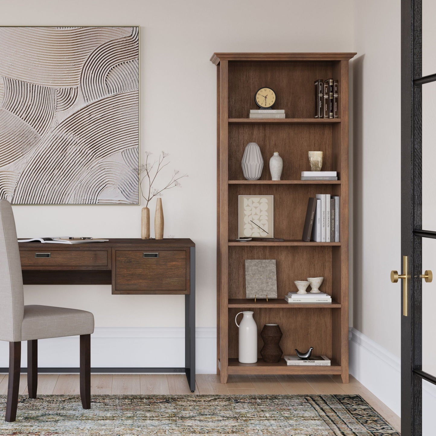 Amherst - 5 Shelf Bookcase - Rustic Natural Aged Brown