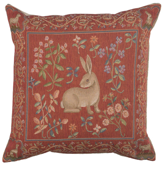 The Medieval Rabbit French Tapestry Pillow
