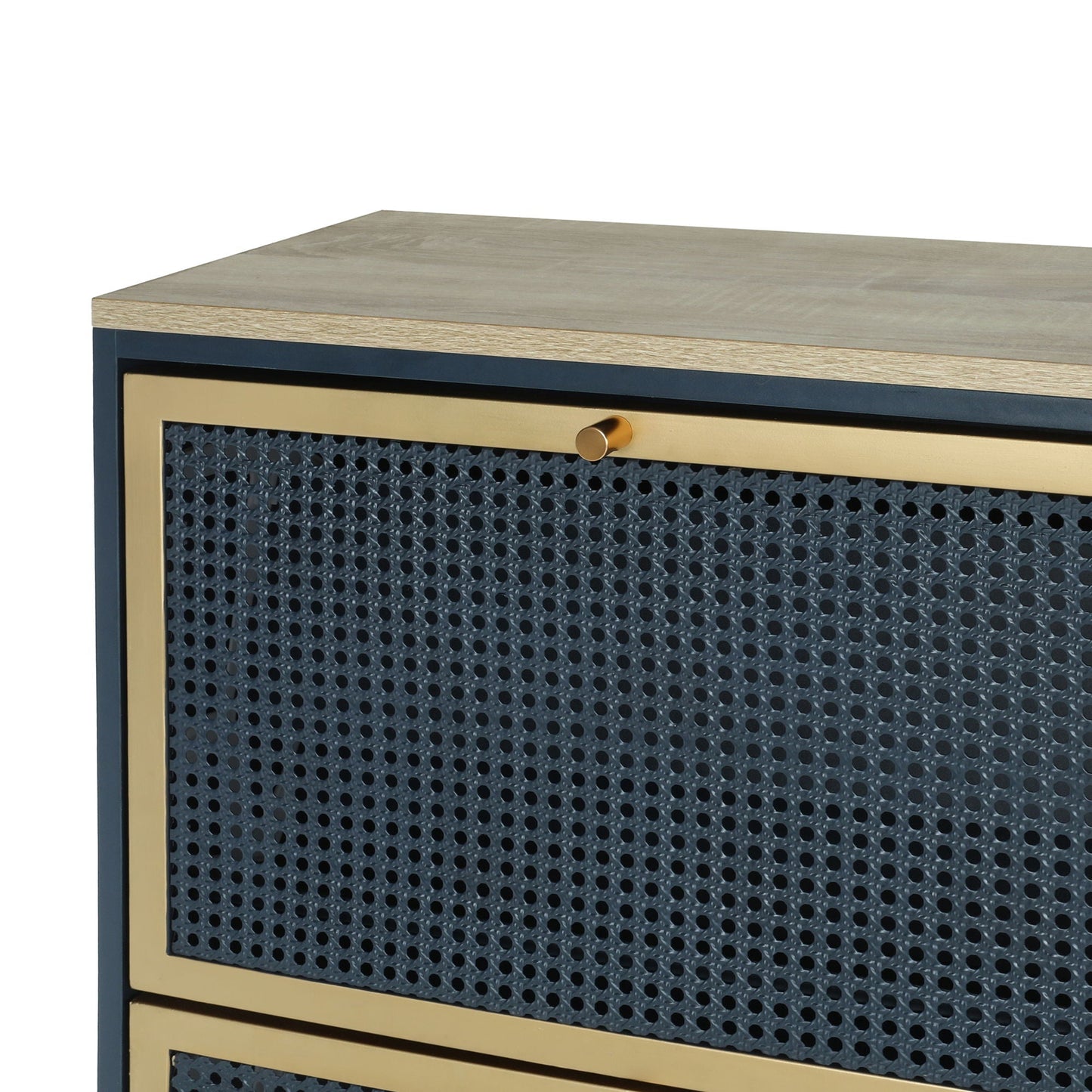Modern Rattan 3 Door Shoe Rack Cabinet for Entryway