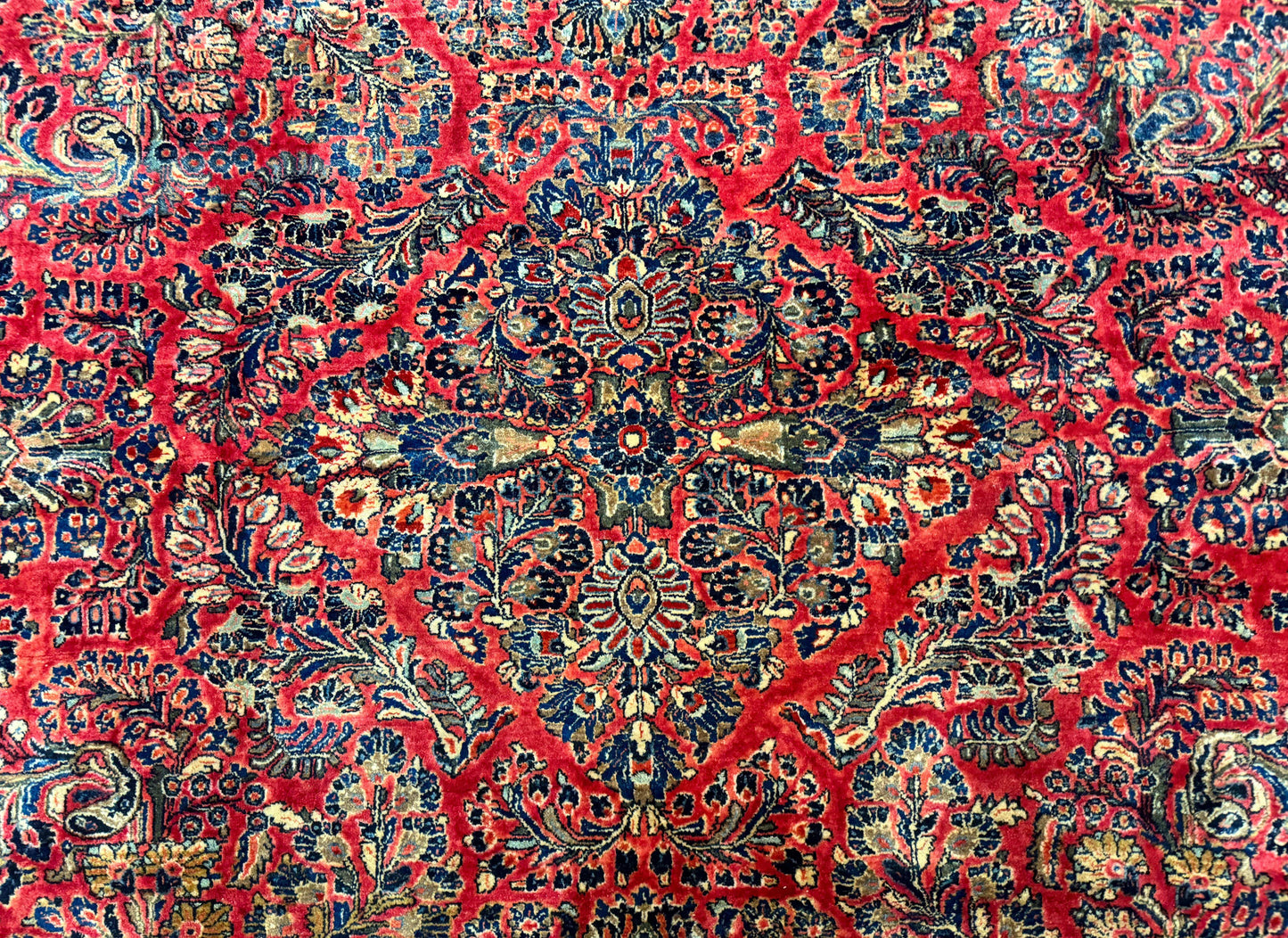 Palace Size Persian Sarouk Rug 10x16, Rare Size, Red, Large Antique Persian Carpet