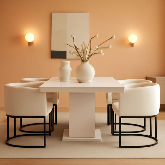 Cream Upholstered Barrel Dining Chairs 18.5-Inch Wide
