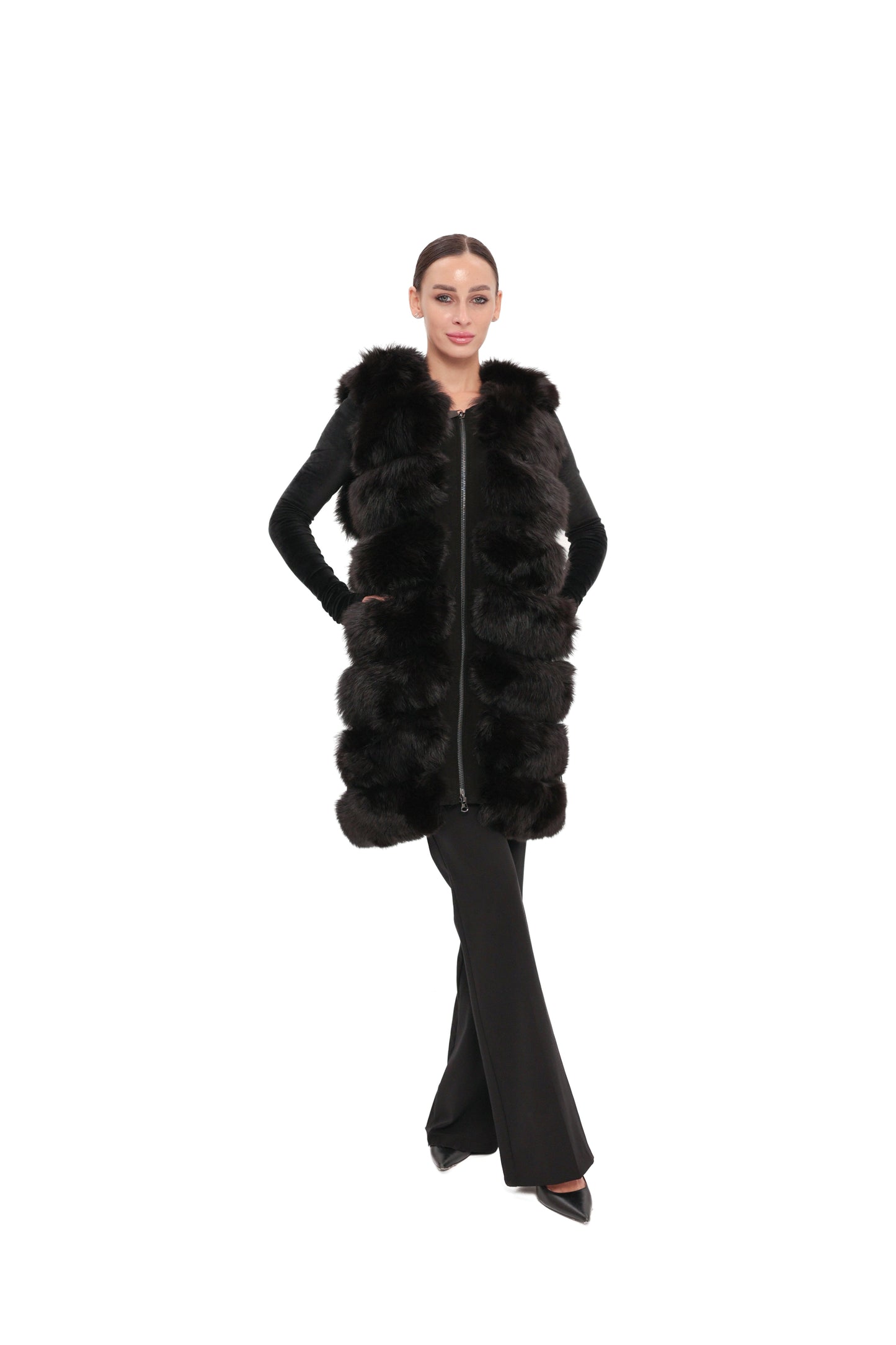 Genuine Polar Fox Fur Vest 90 cm