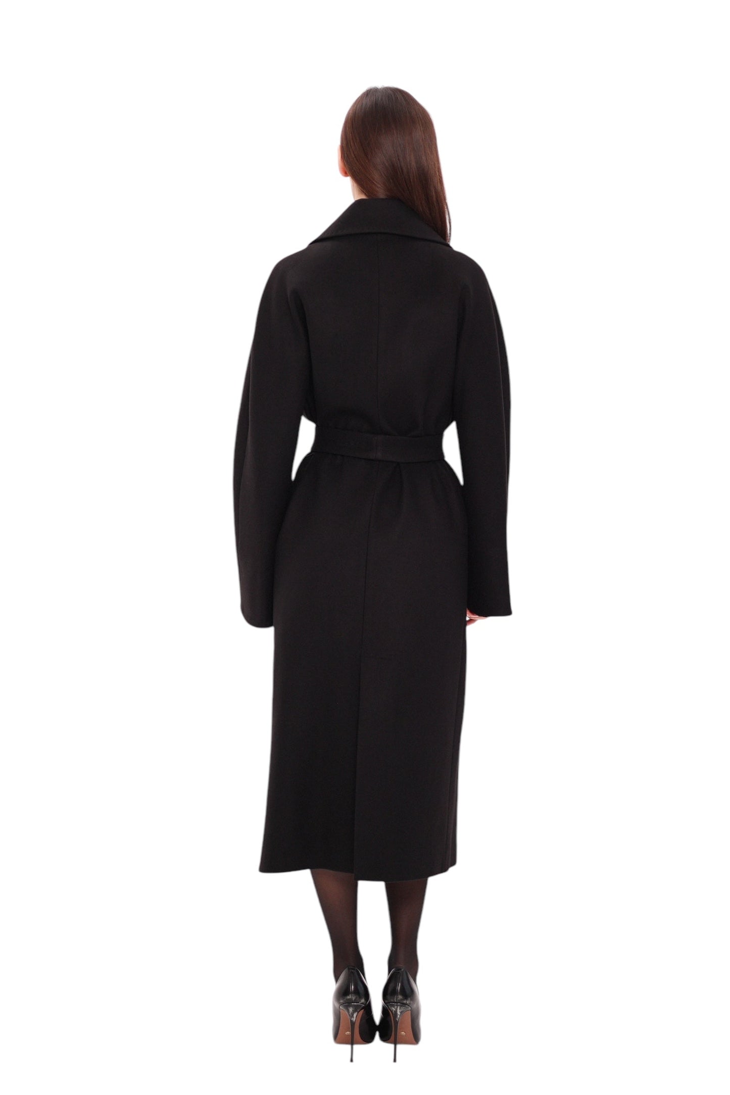 Leroy Classic Wraparound Wool Blend Overcoat in Black