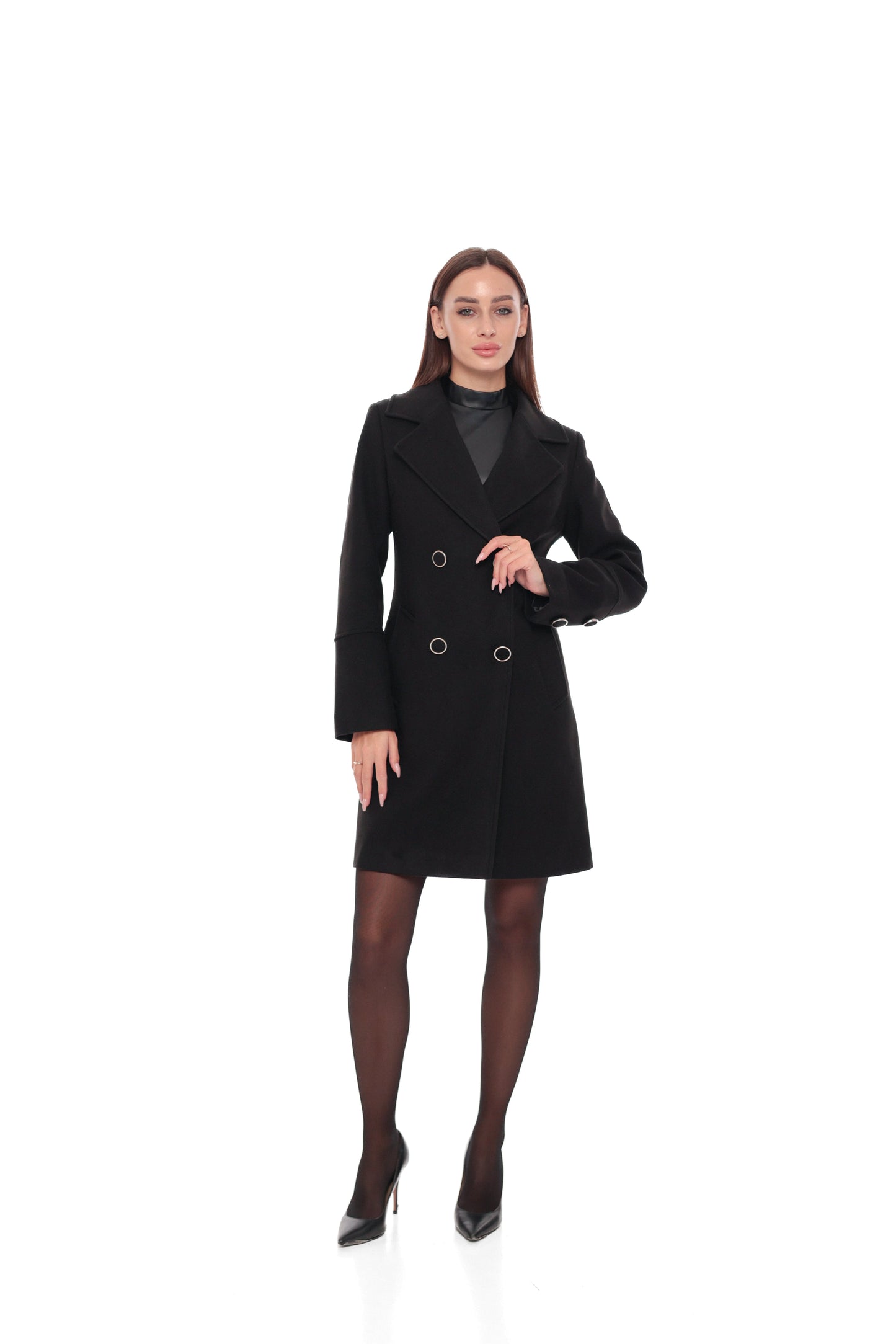 Zuri Cashmere Blend Overcoat in Black