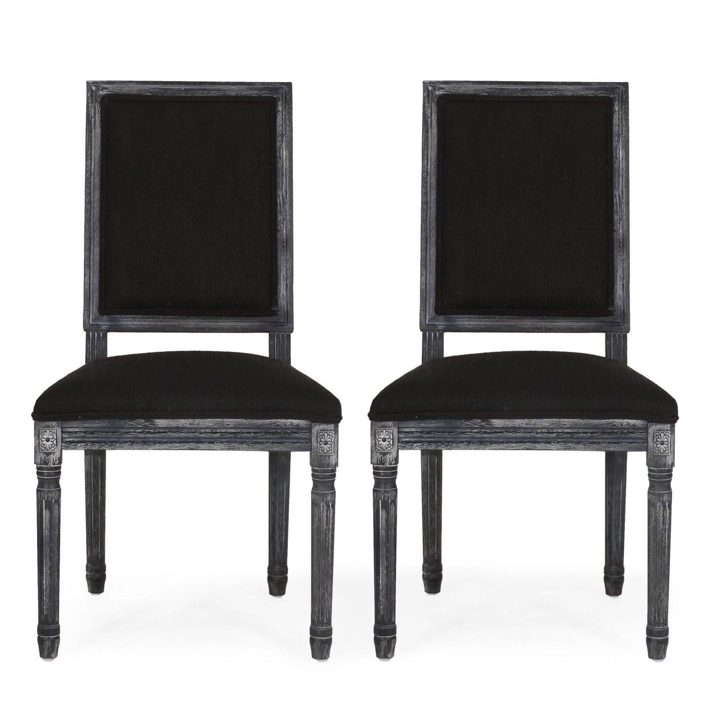 French Country Style Dining Chair With Upholstered Seating And Fluted Legs