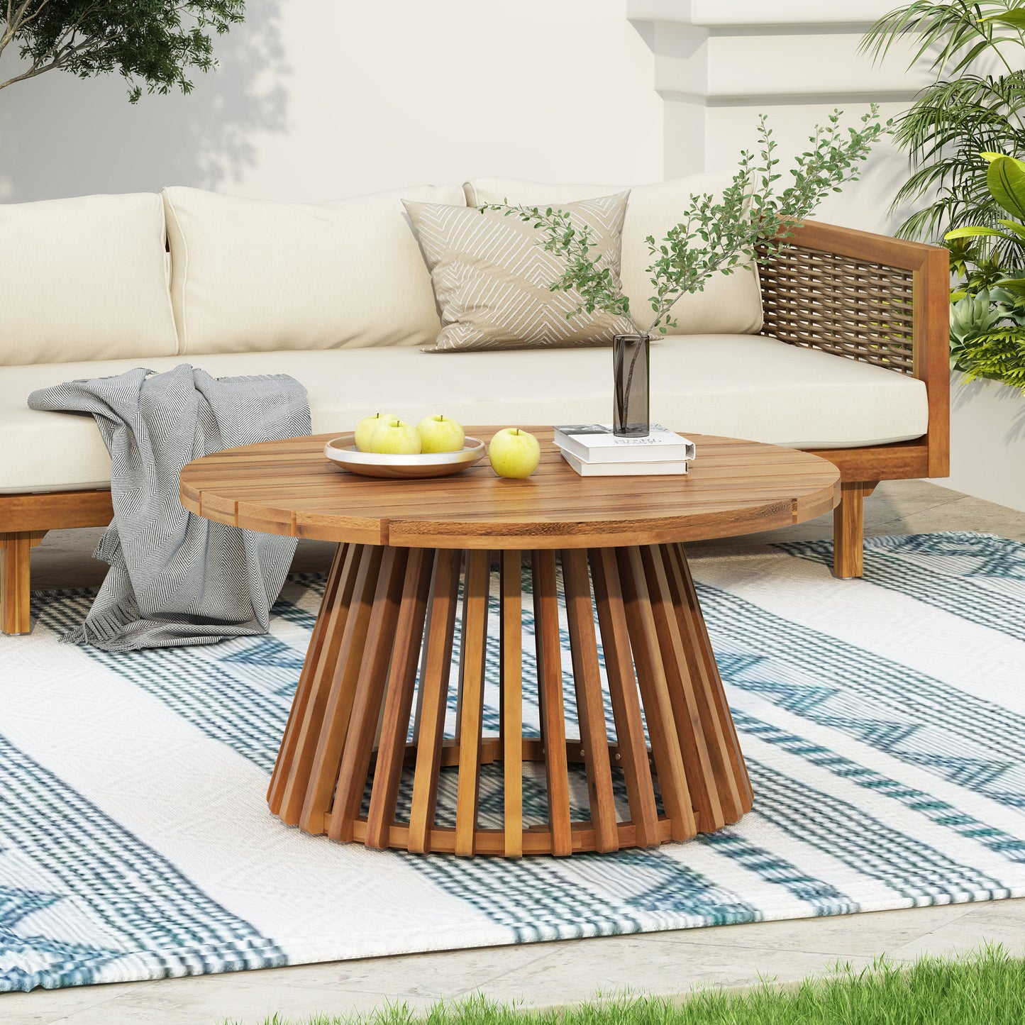 Patio Set Sectional Wicker Dark Teal Cushions Weather Resistant