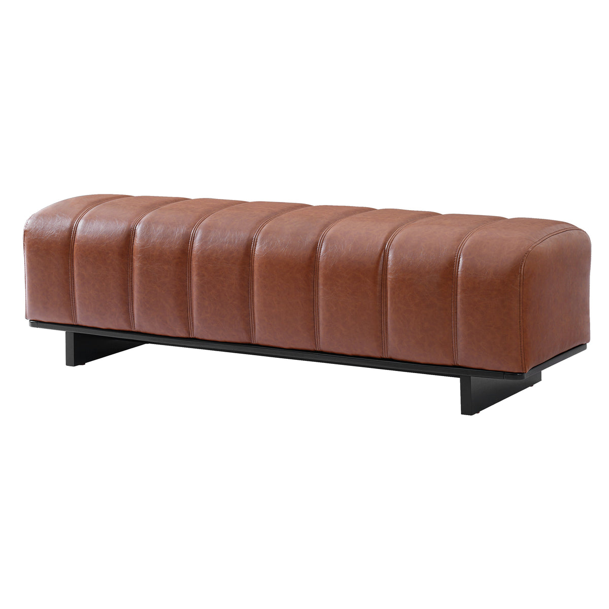 The Langford Upholstered Dining Bench — Saddle Brown