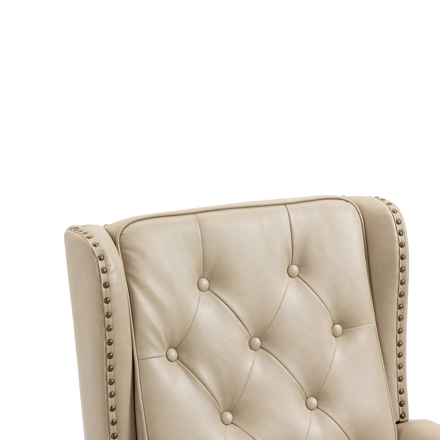 Accent Lounge Chair PU Leather Camel Rubber Wood Legs Sinuous Springs 250 LB