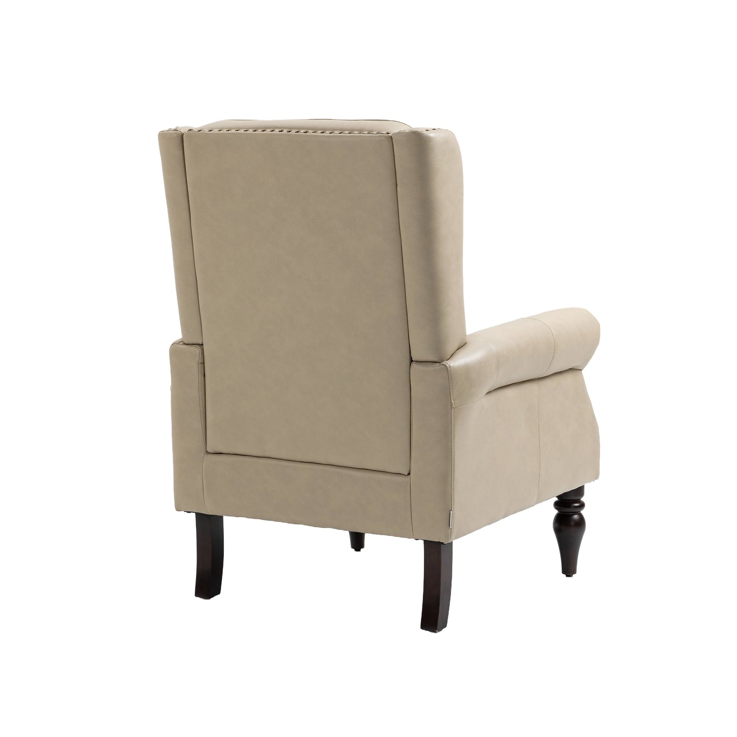 Accent Lounge Chair PU Leather Camel Rubber Wood Legs Sinuous Springs 250 LB