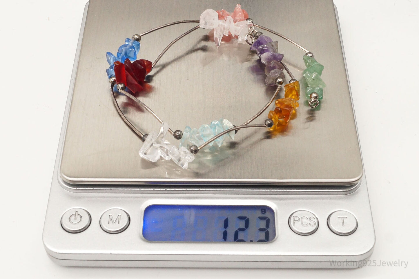 Vintage Multi Gemstone Sterling Silver Necklace