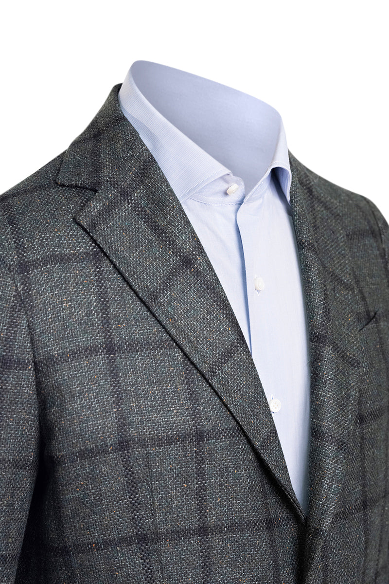 Sartorio Windowpane Virgin Wool-Silk-Linen Sport Jacket