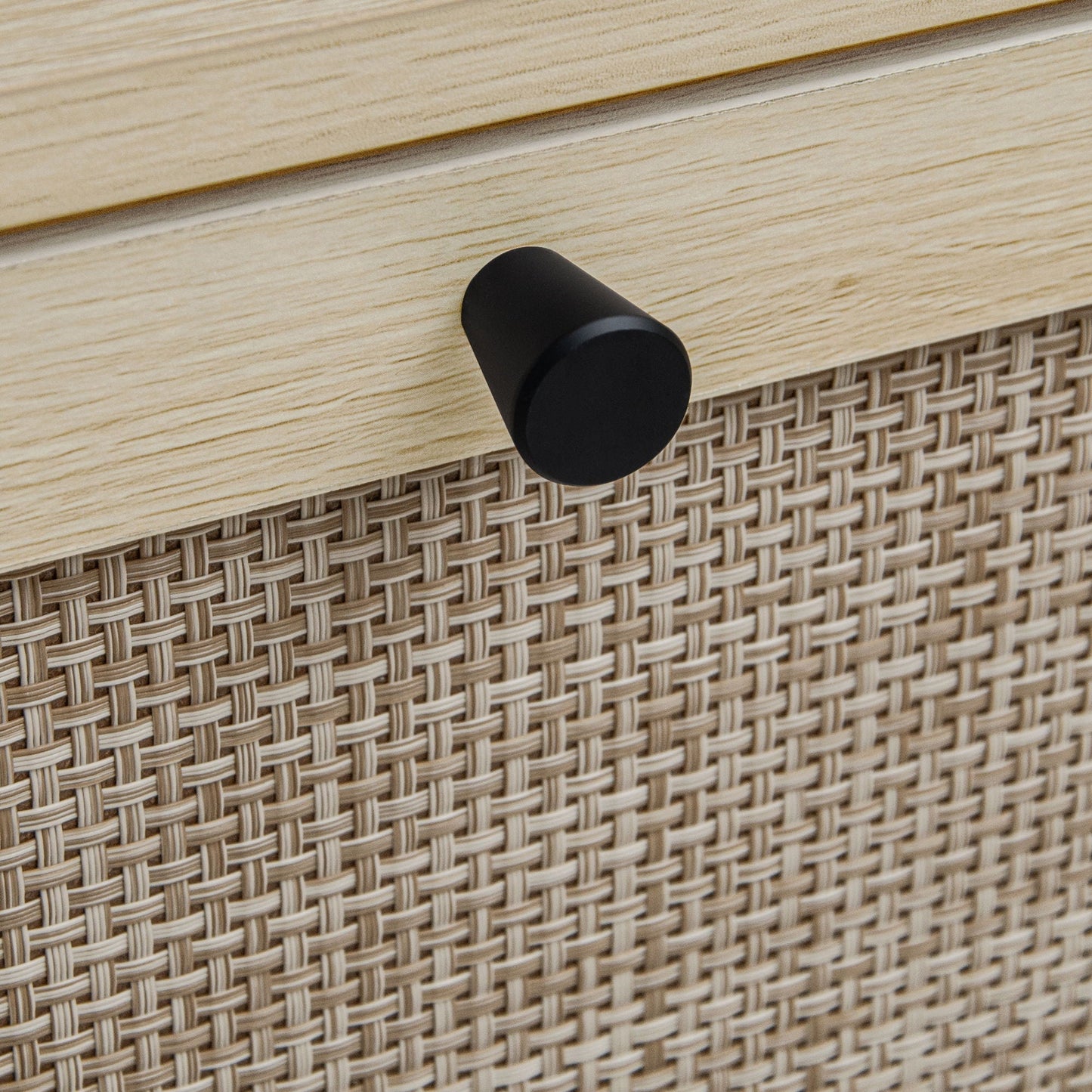 Modern Rattan 3 Door Shoe Rack Cabinet for Entryway